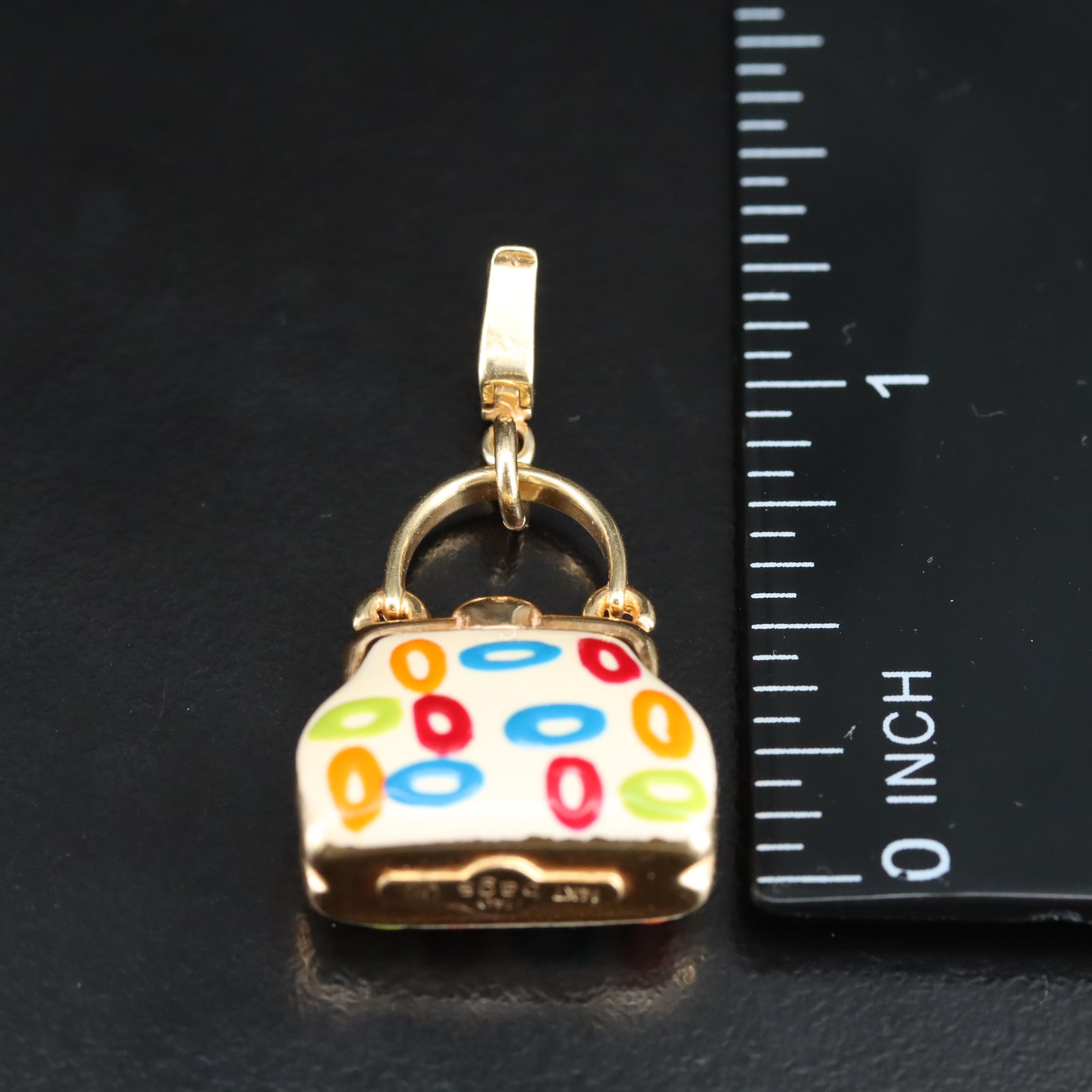Italian Rosato 14K Enamel Purse Pendant | EBTH
