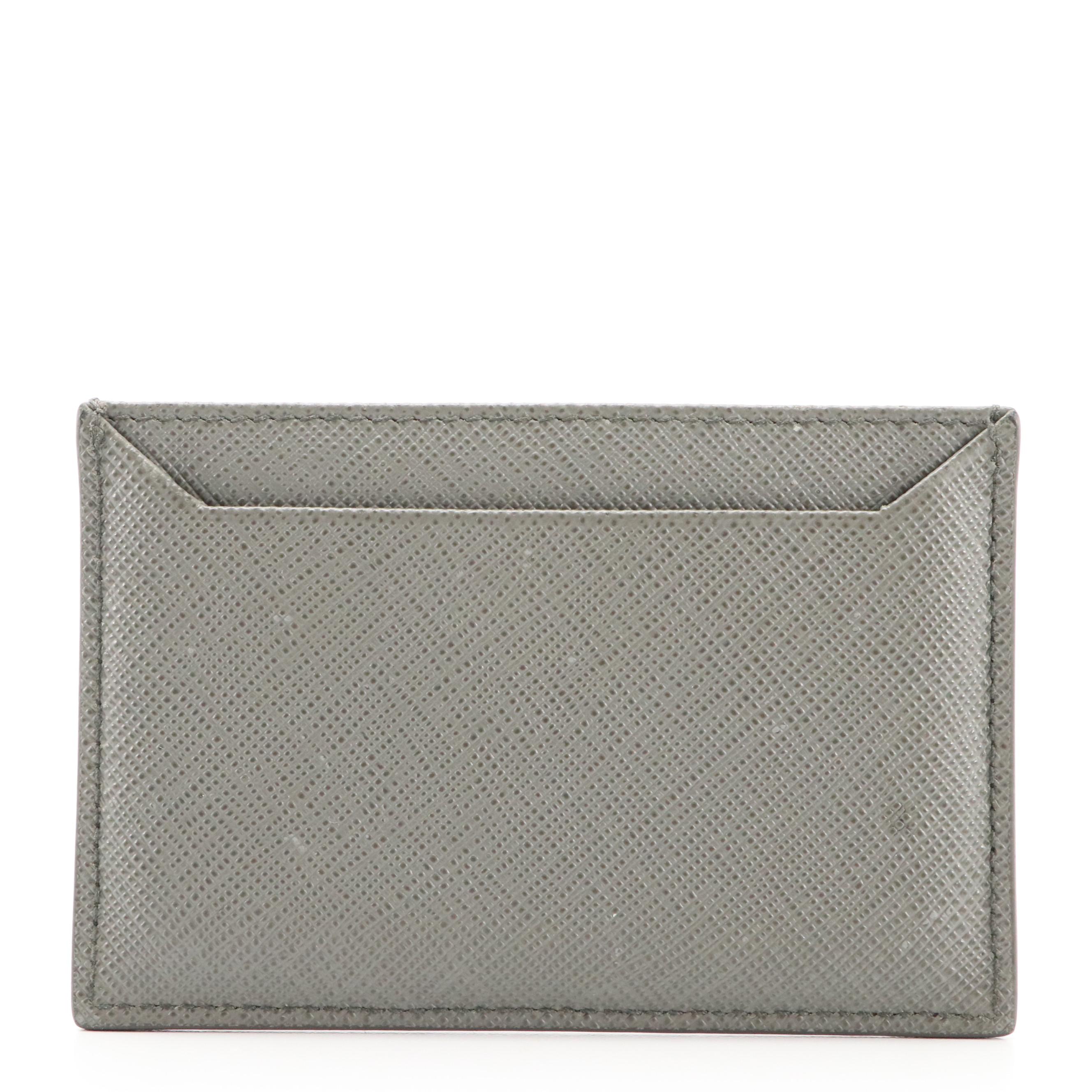 Prada Card Case in Cool Grey Saffiano Leather