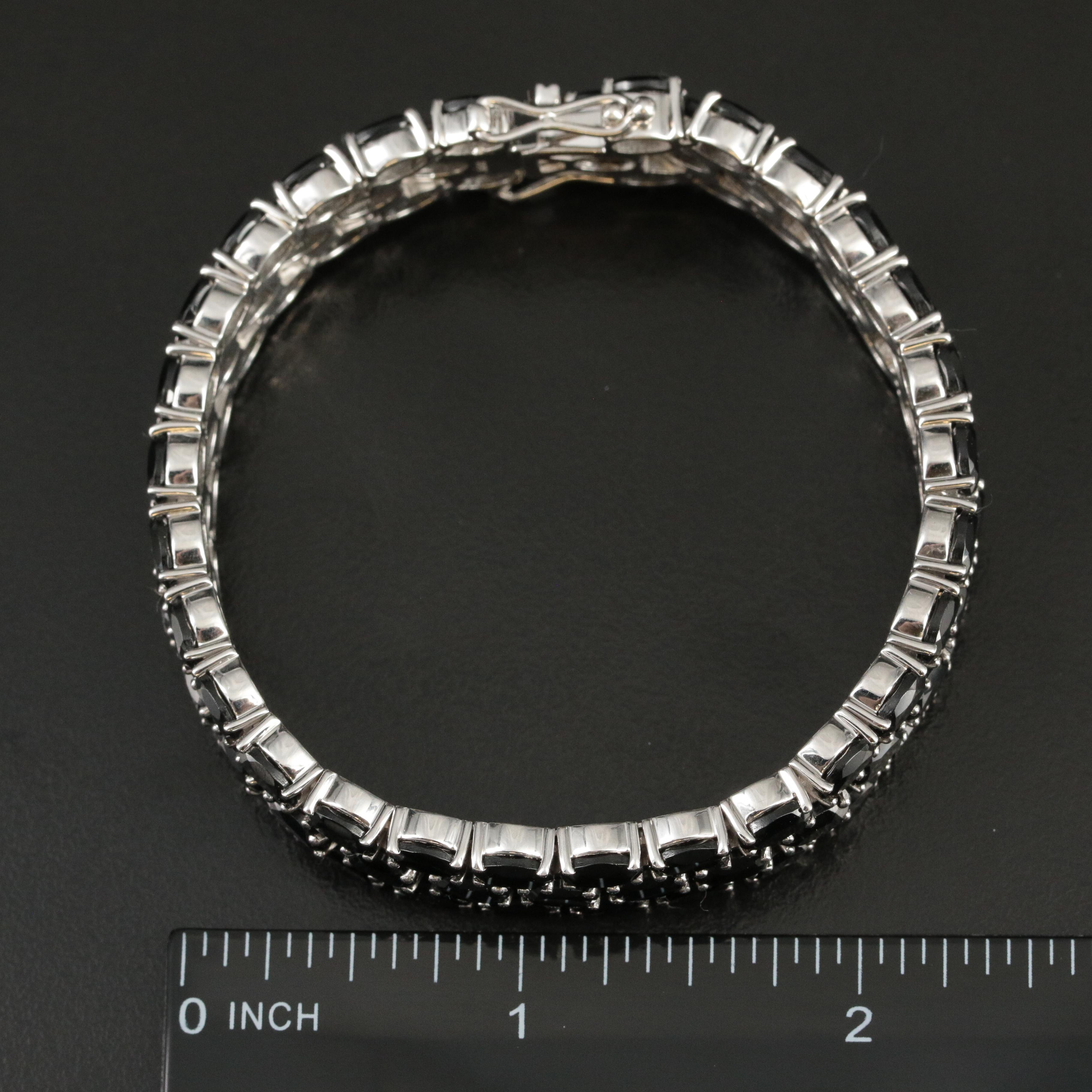 Sterling Triple Row Black Spinel Bracelet