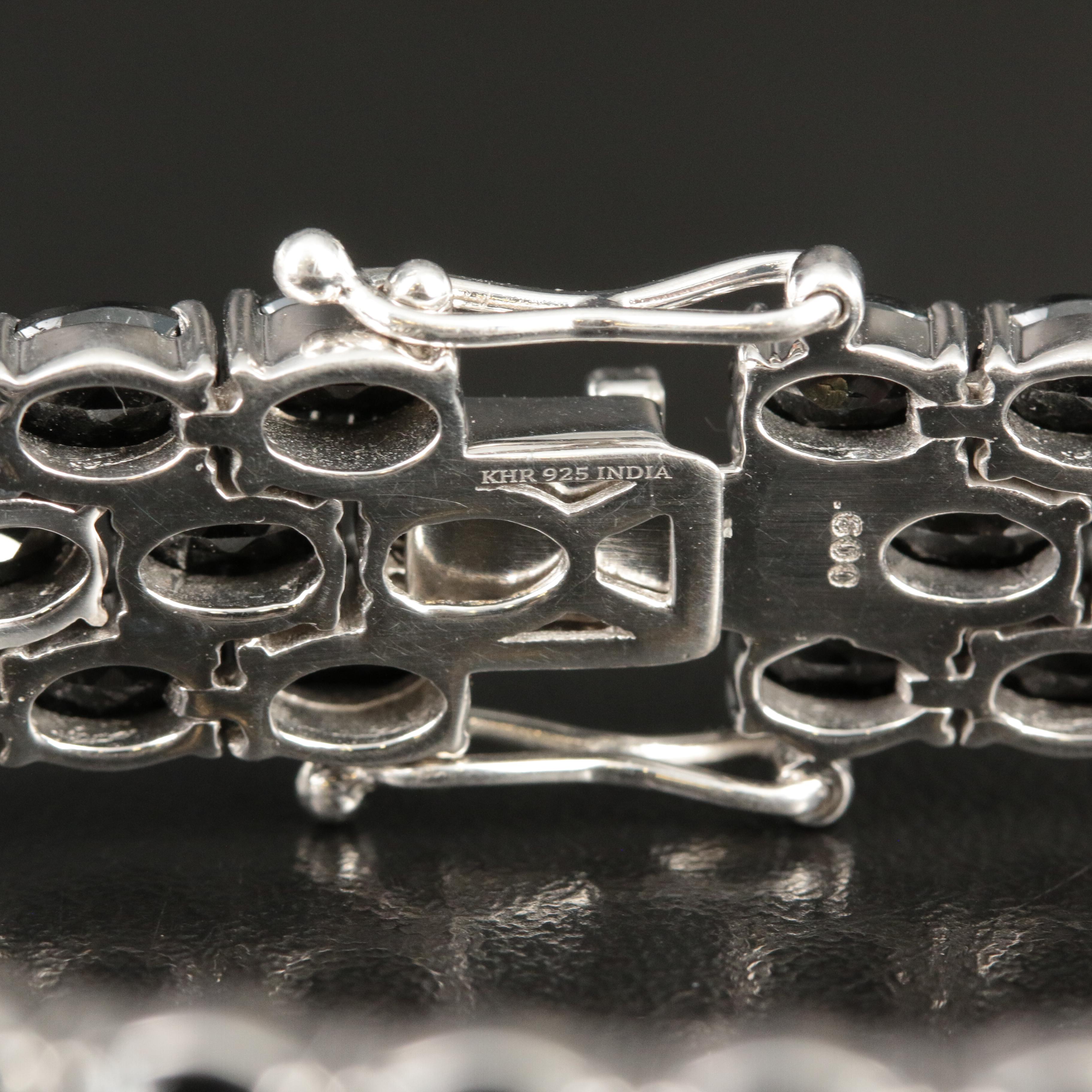 Sterling Triple Row Black Spinel Bracelet