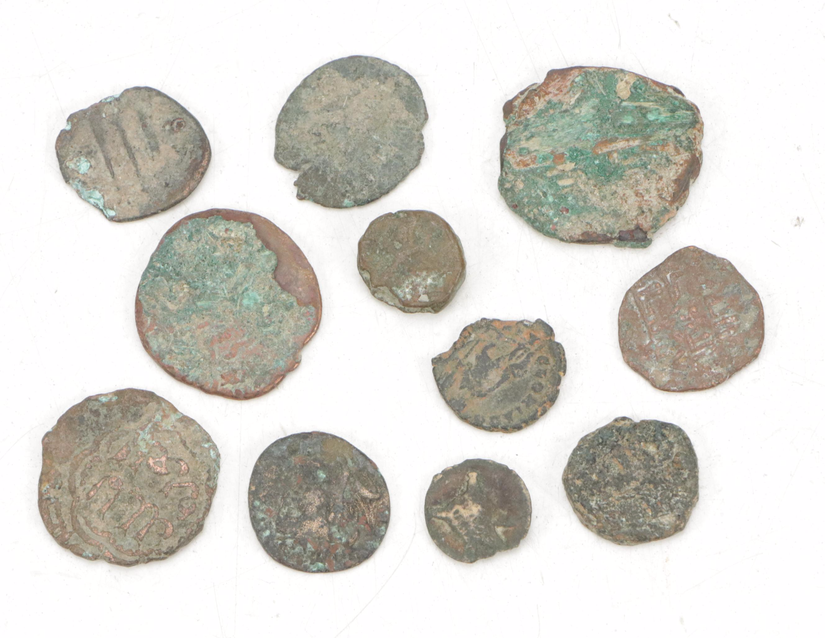 Celt Stone, Civil War Era Bullets, Shell Fragment, and Early Islamic Coins