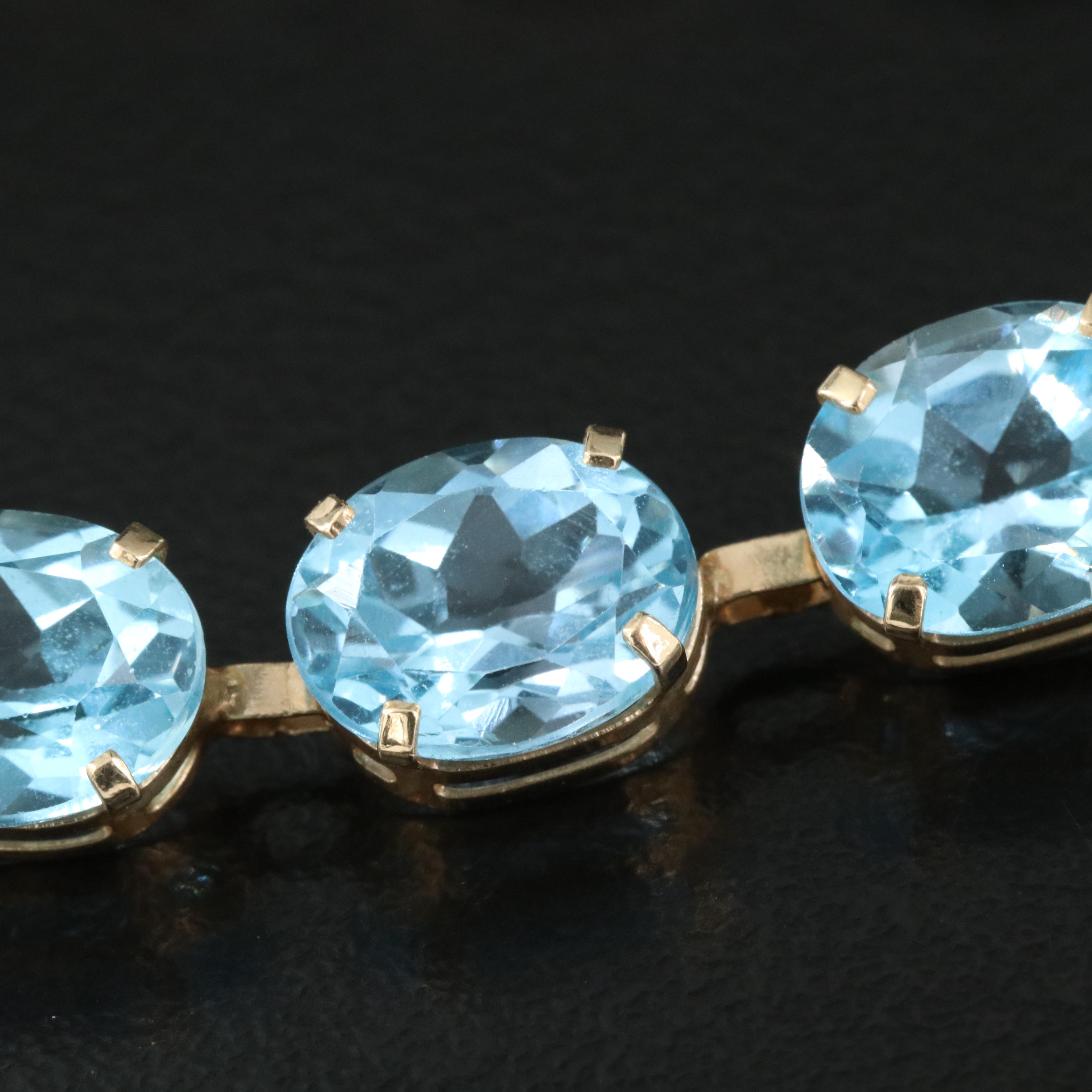 10K Swiss Blue Topaz Bracelet