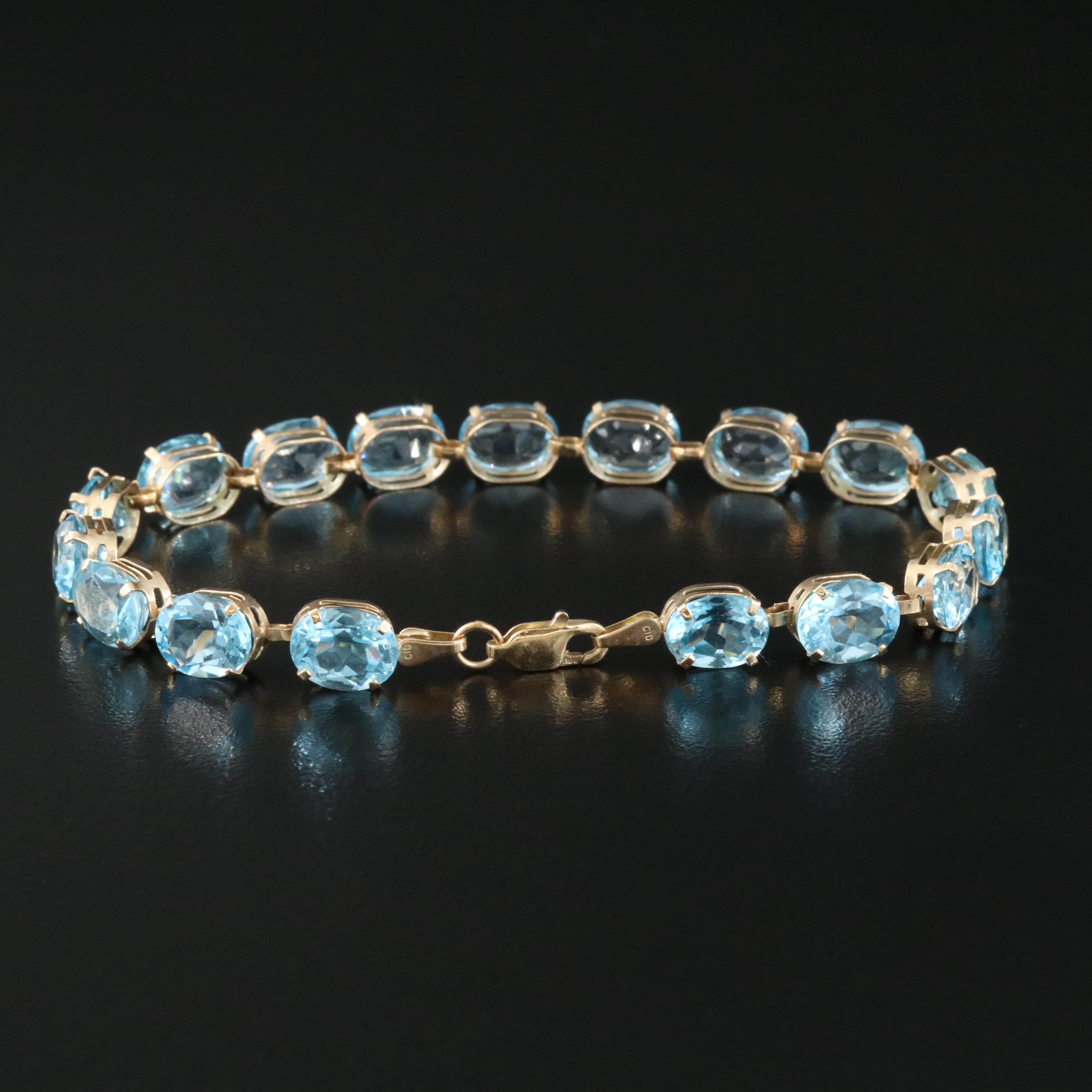 10K Swiss Blue Topaz Bracelet