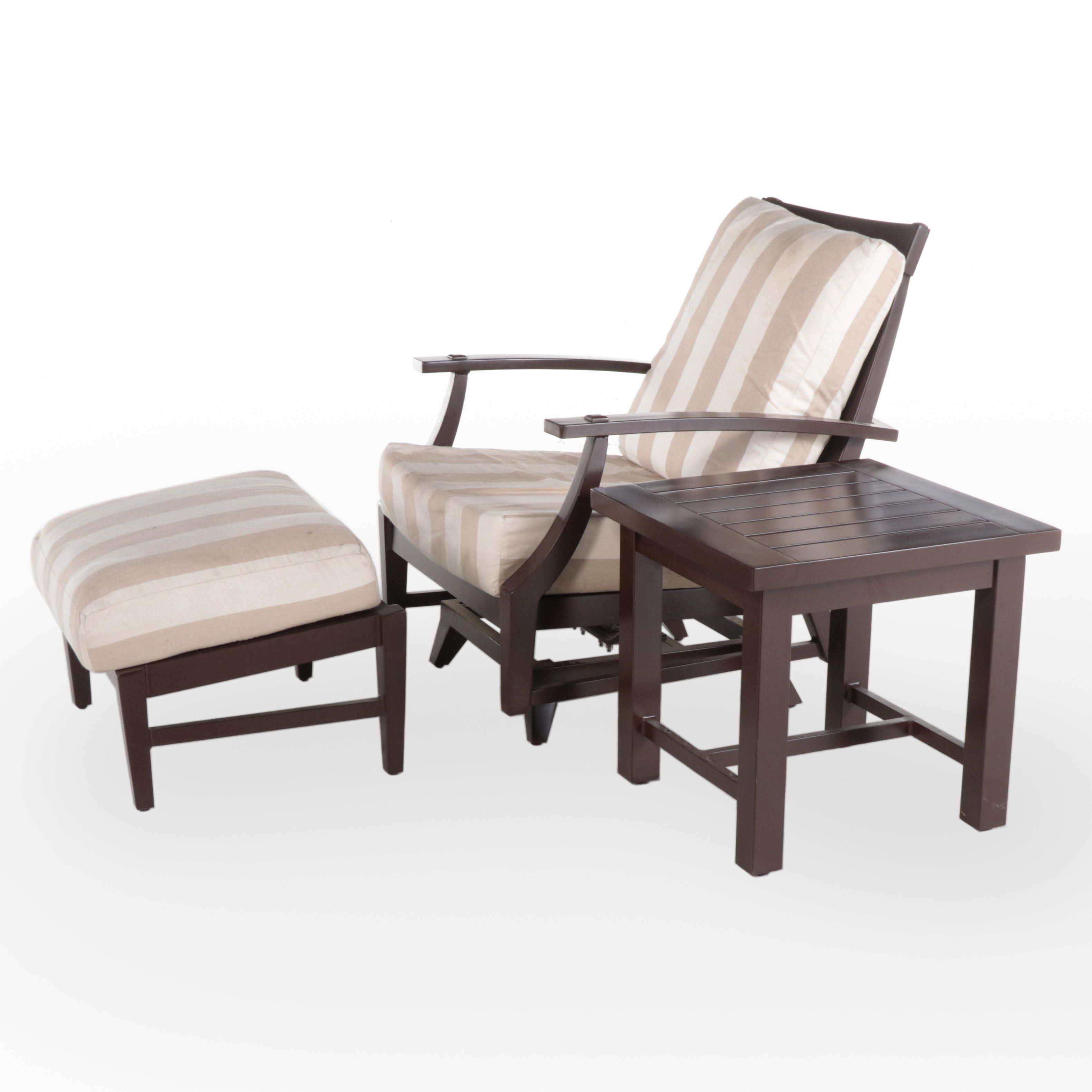 Summer Classics Powder-Coated Aluminum Patio Rocker, Ottoman, and Side Table
