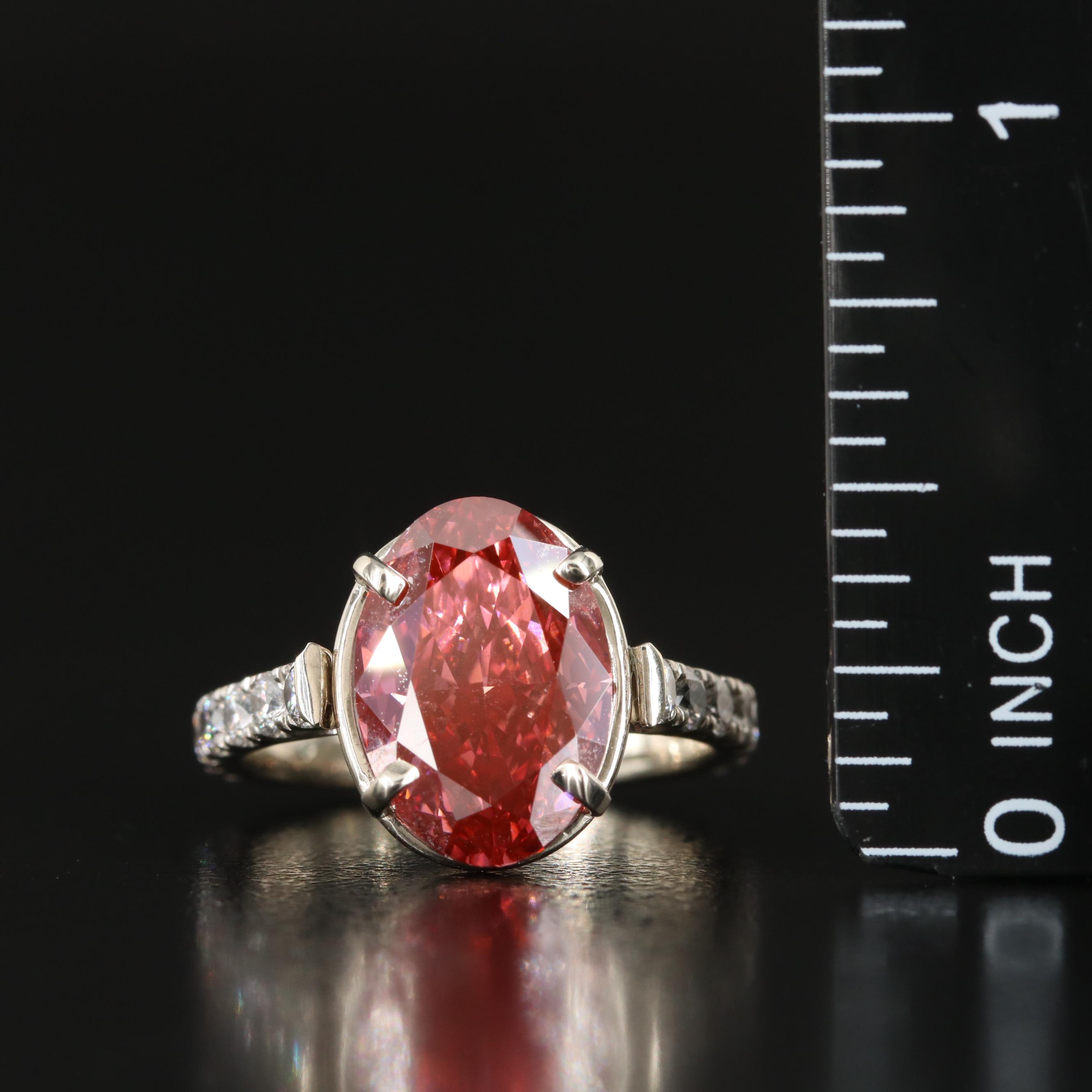 14K 5.20 CTW Diamond Ring with (Origin Undetermined) Fancy Red Center