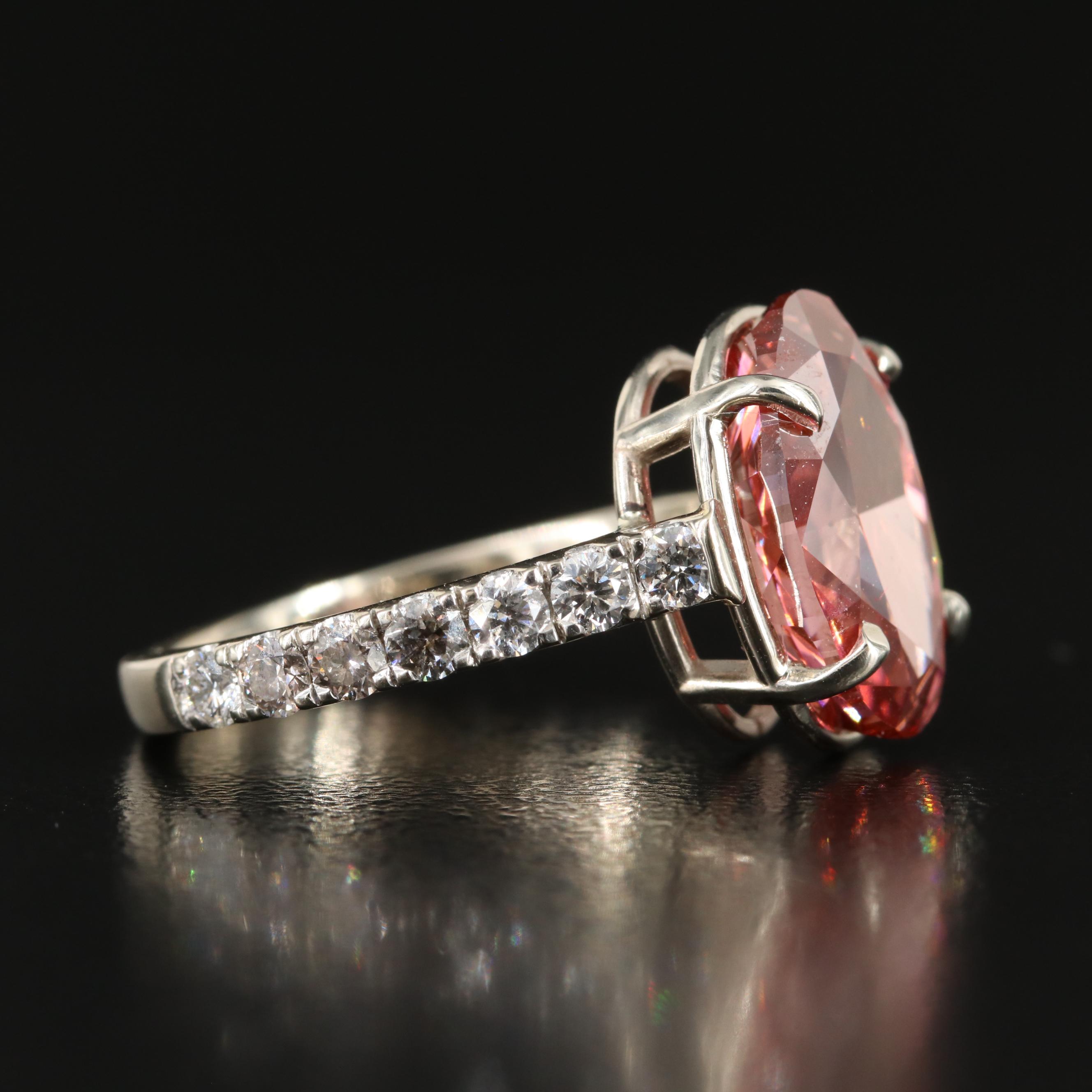 14K 5.20 CTW Diamond Ring with (Origin Undetermined) Fancy Red Center