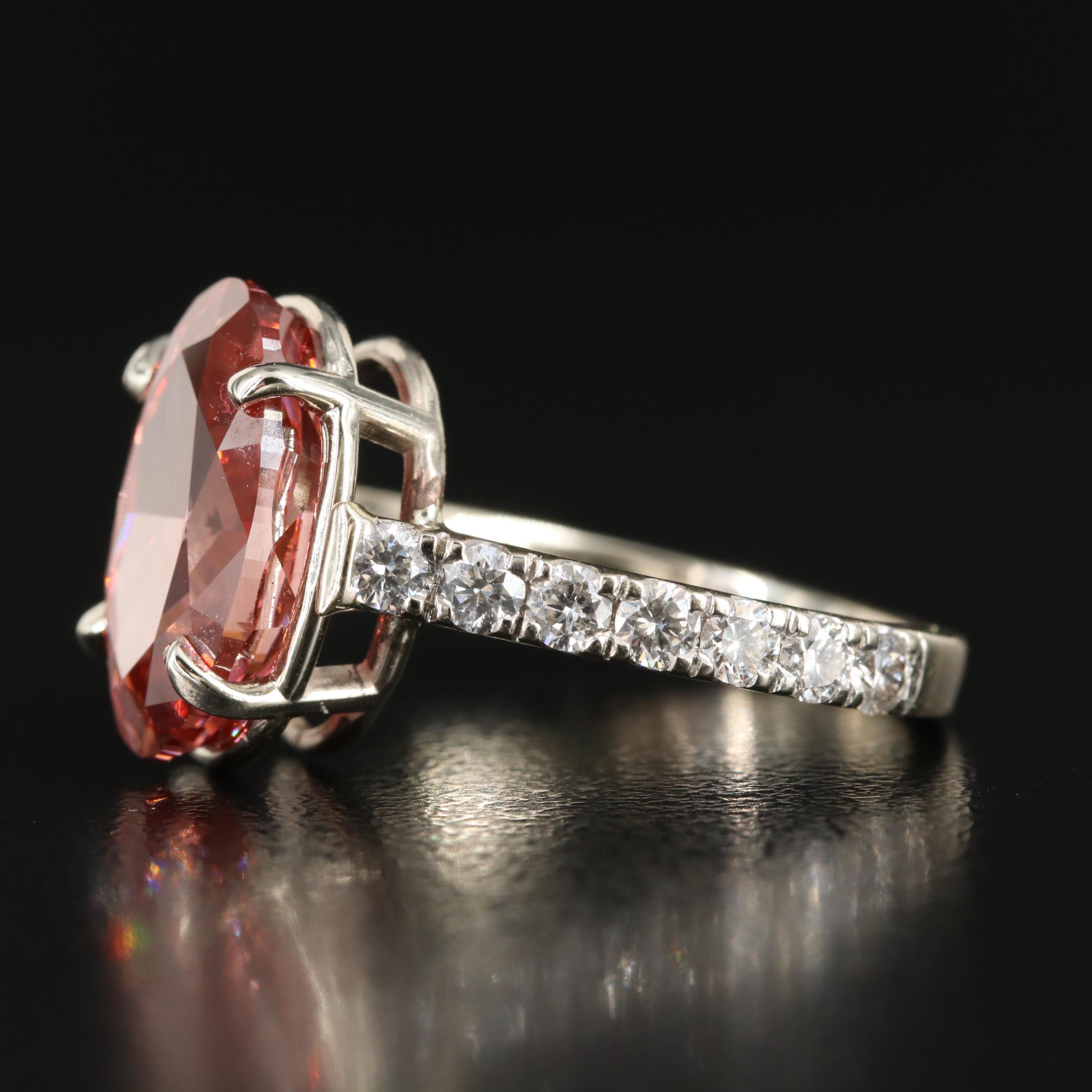 14K 5.20 CTW Diamond Ring with (Origin Undetermined) Fancy Red Center