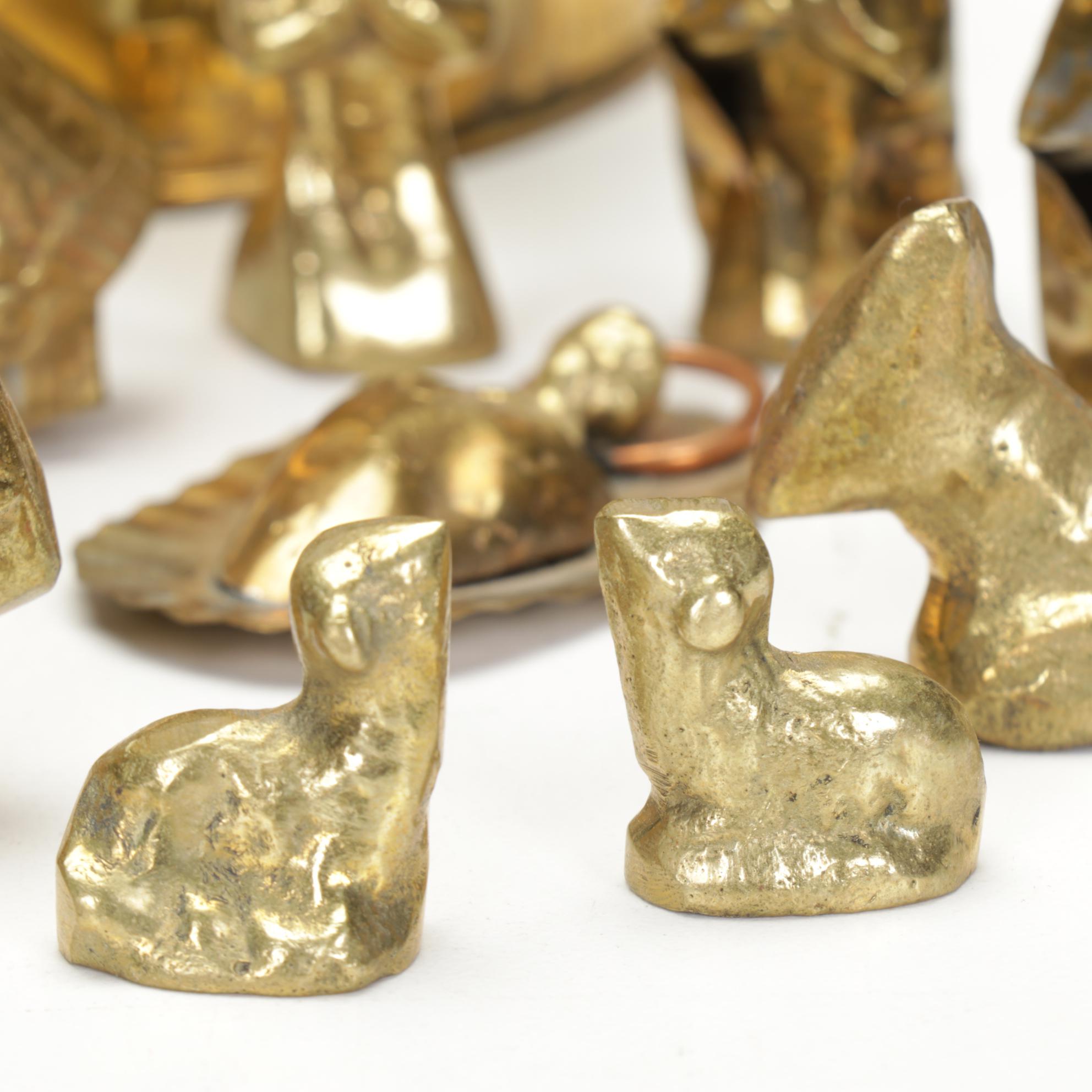 Folk Art Brass and Copper Nativity Set