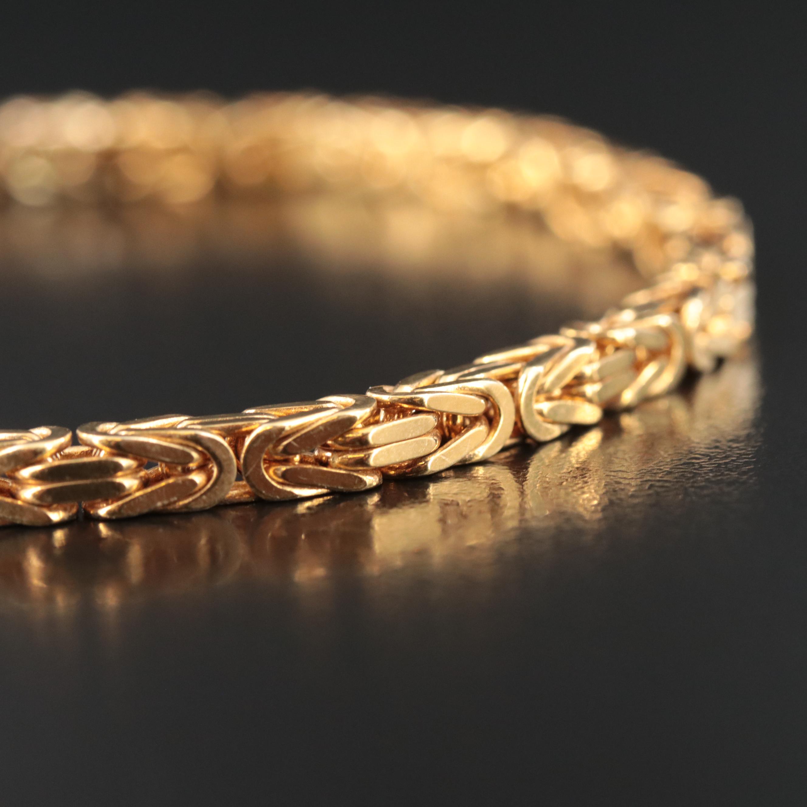 14K Square Byzantine Chain Bracelet