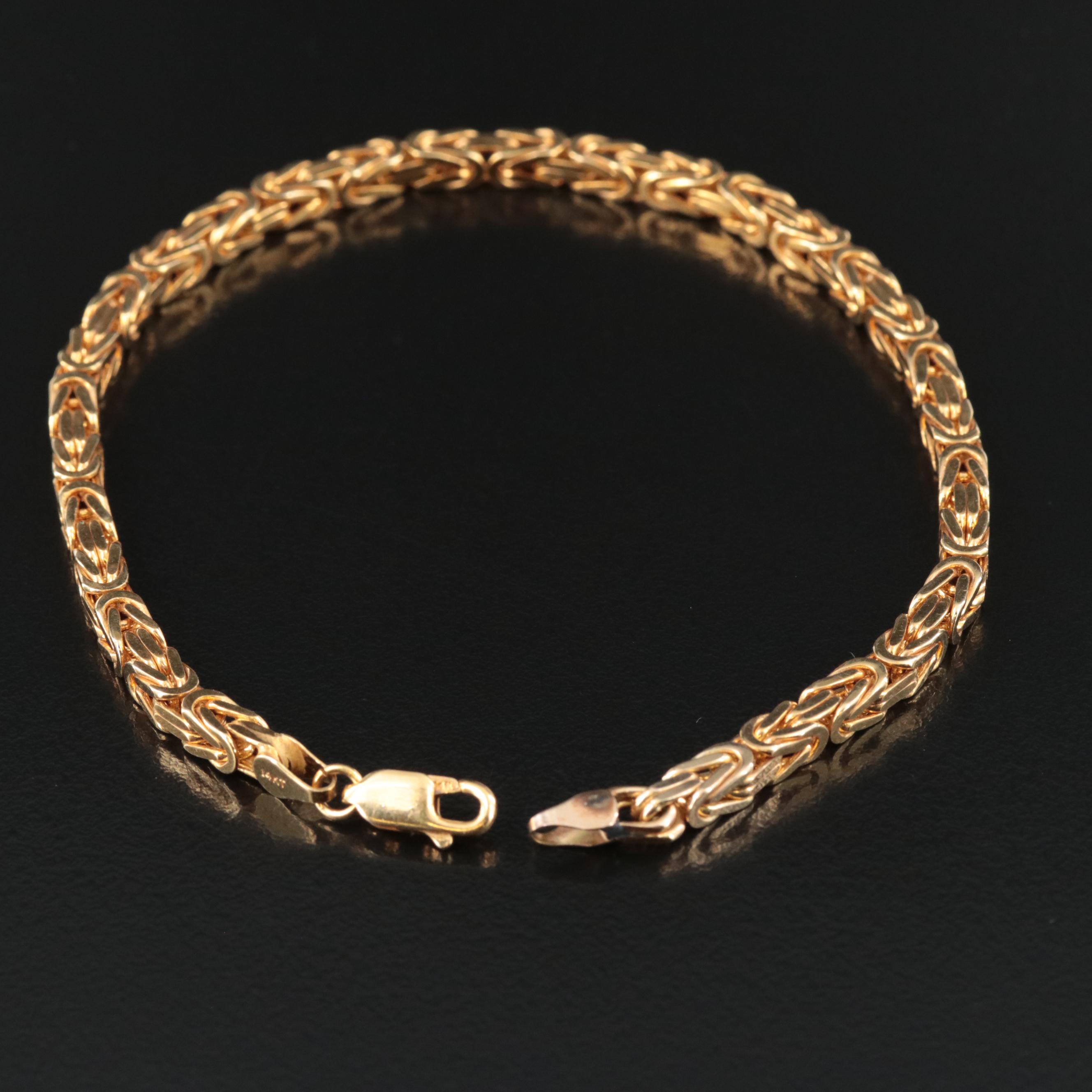 14K Square Byzantine Chain Bracelet