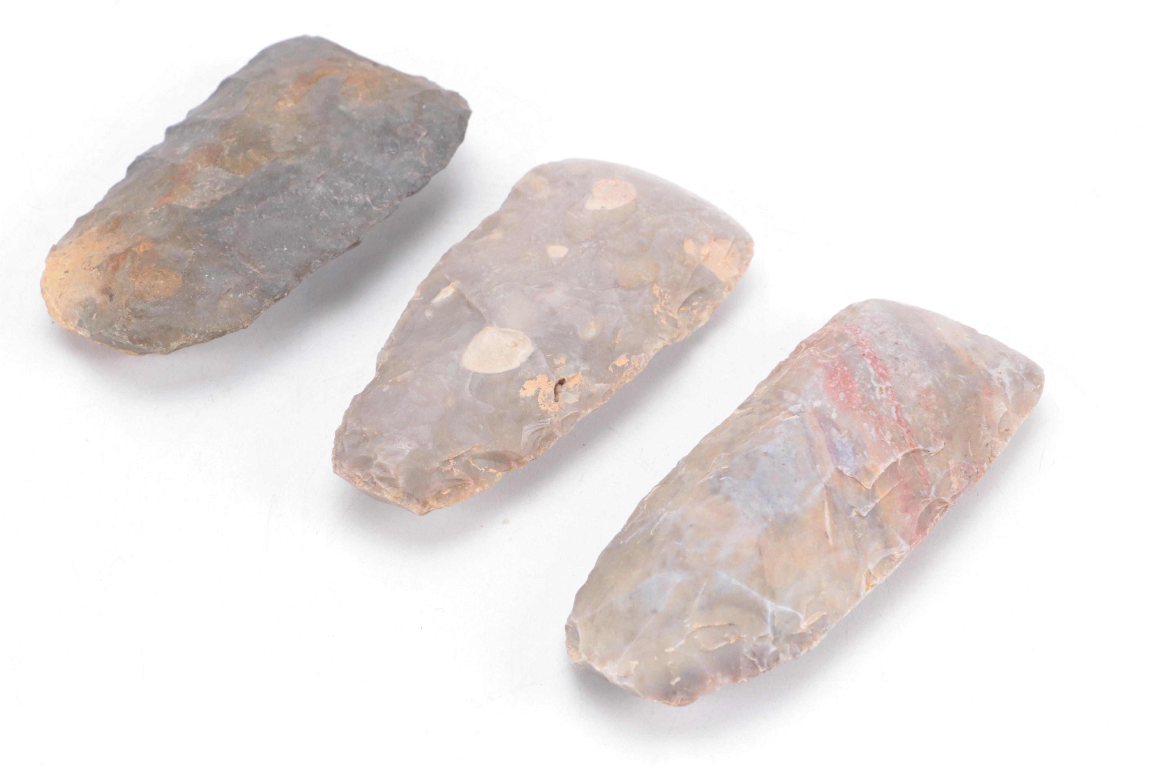 Early Native American Type Knapped Hand Axes and Other Lithic Tools