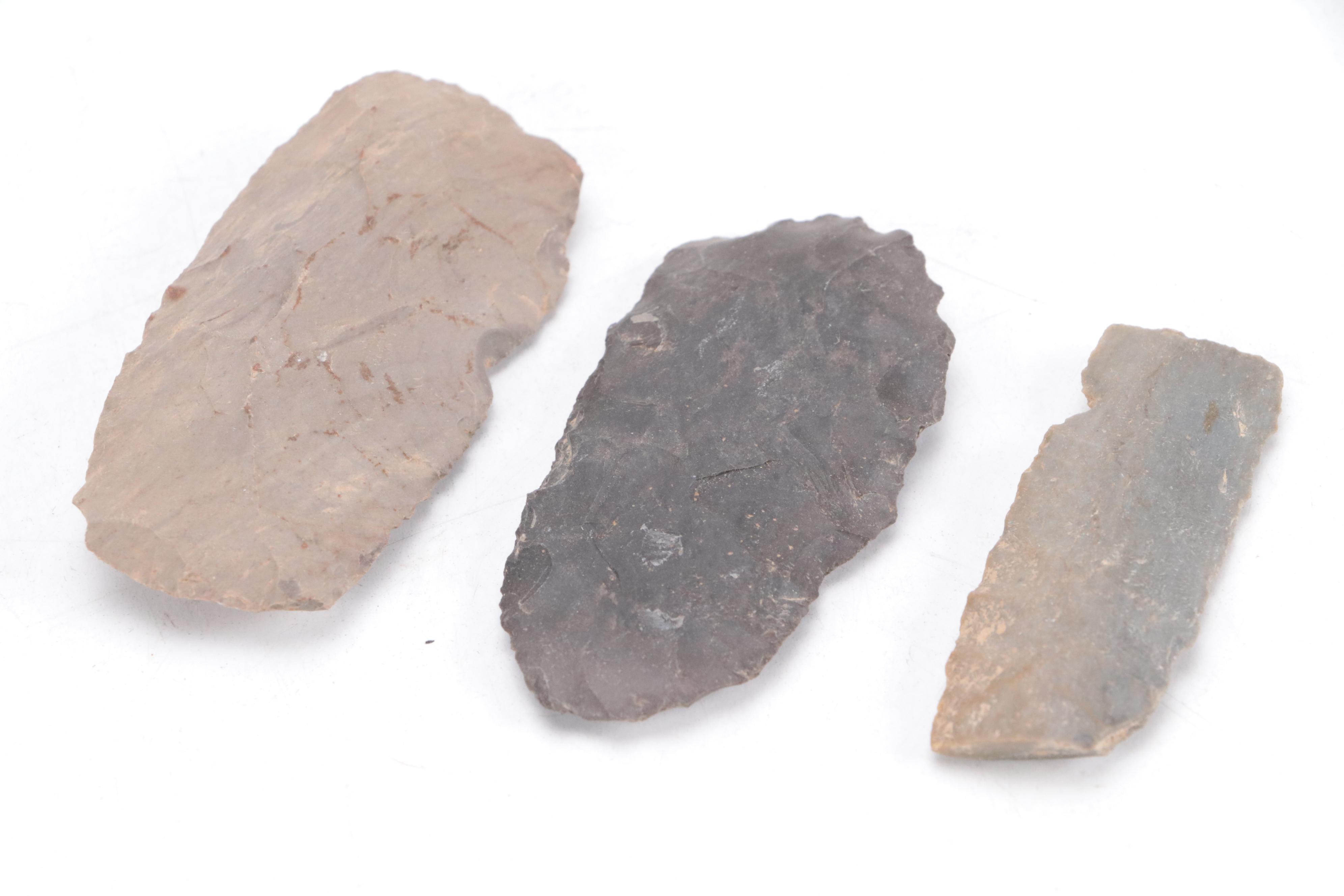 Early Native American Type Knapped Hand Axes and Other Lithic Tools