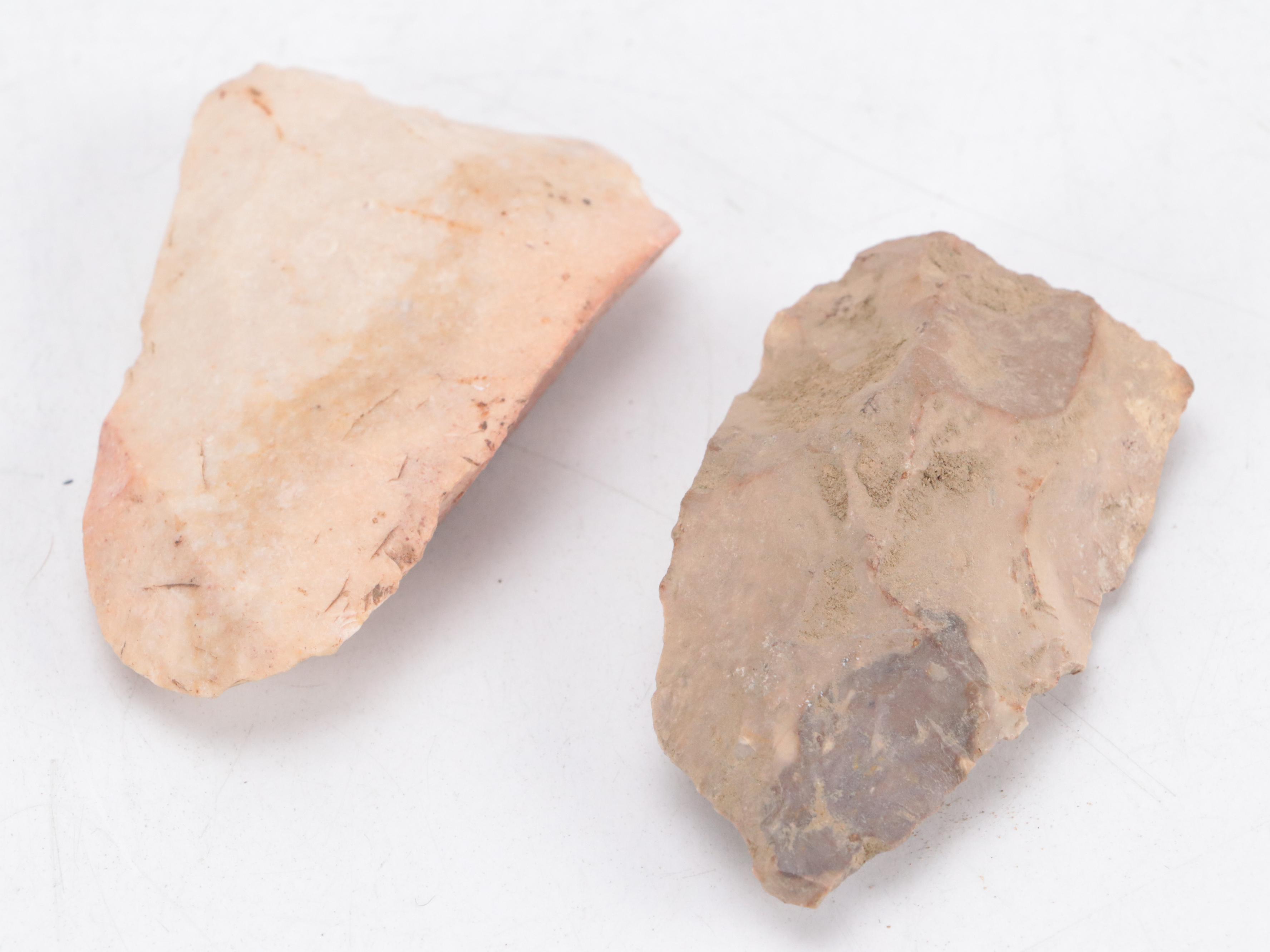 Early Native American Type Knapped Hand Axes and Other Lithic Tools