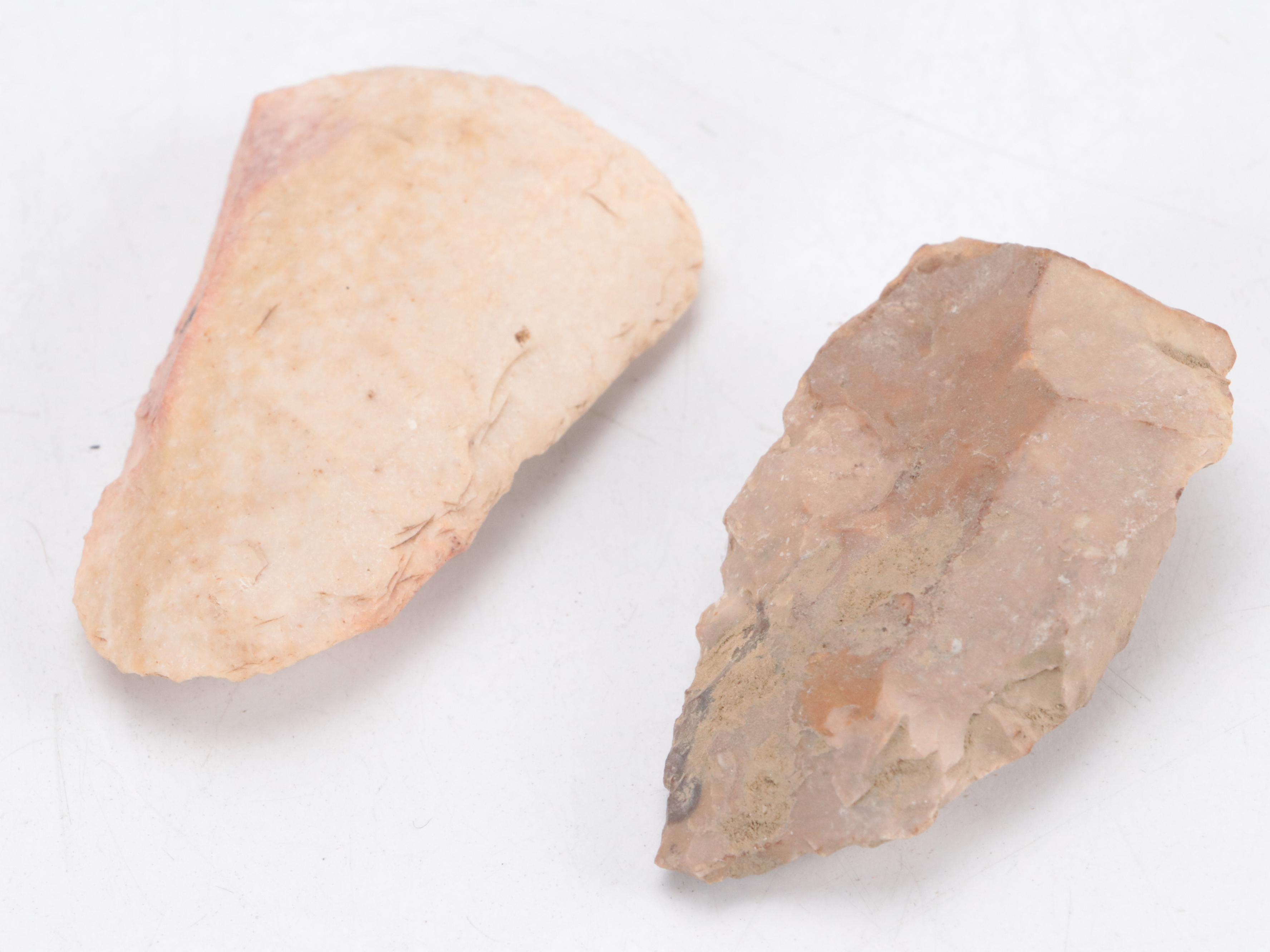 Early Native American Type Knapped Hand Axes and Other Lithic Tools