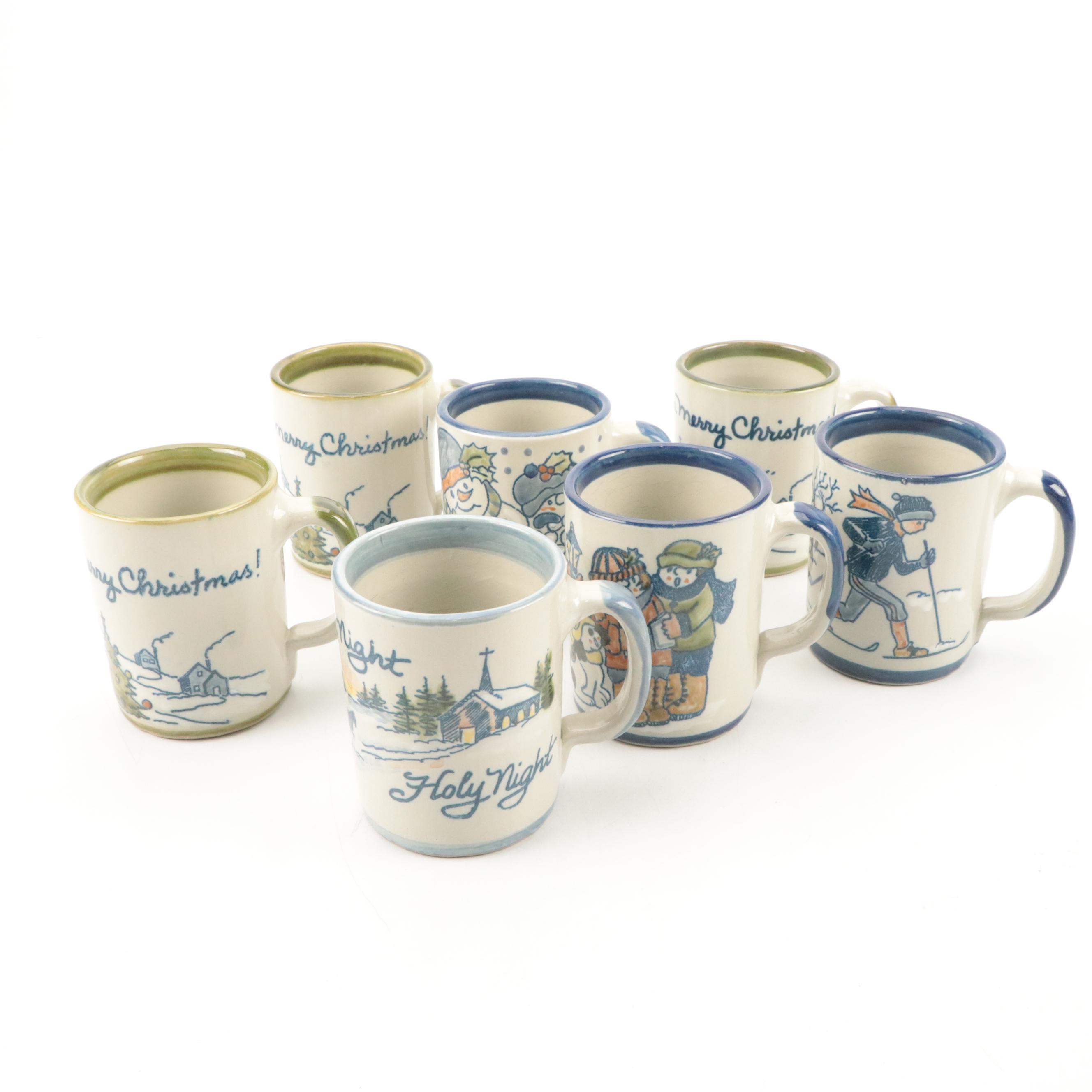 Louisville Stoneware Christmas Themed Mugs