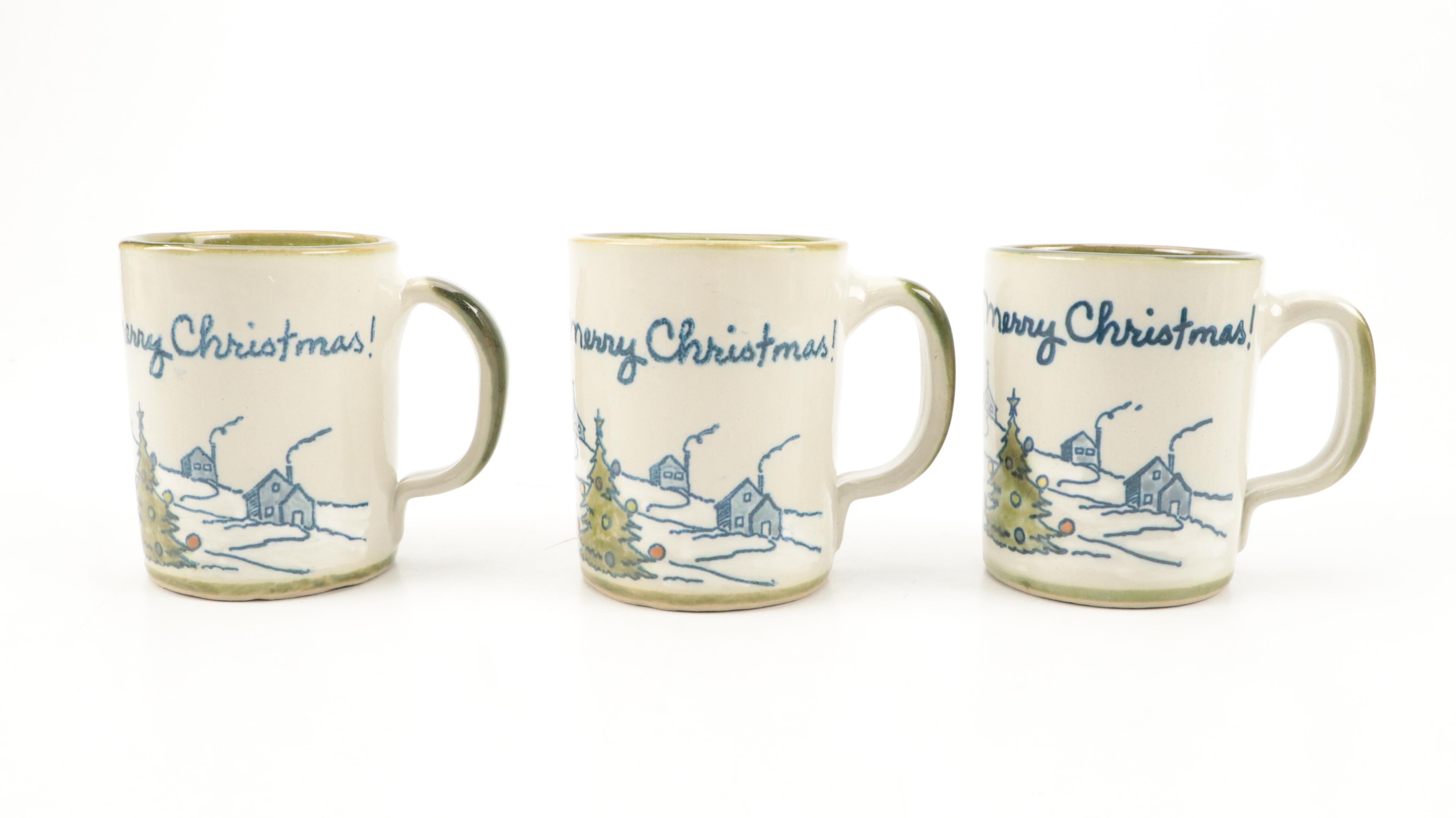 Louisville Stoneware Christmas Themed Mugs