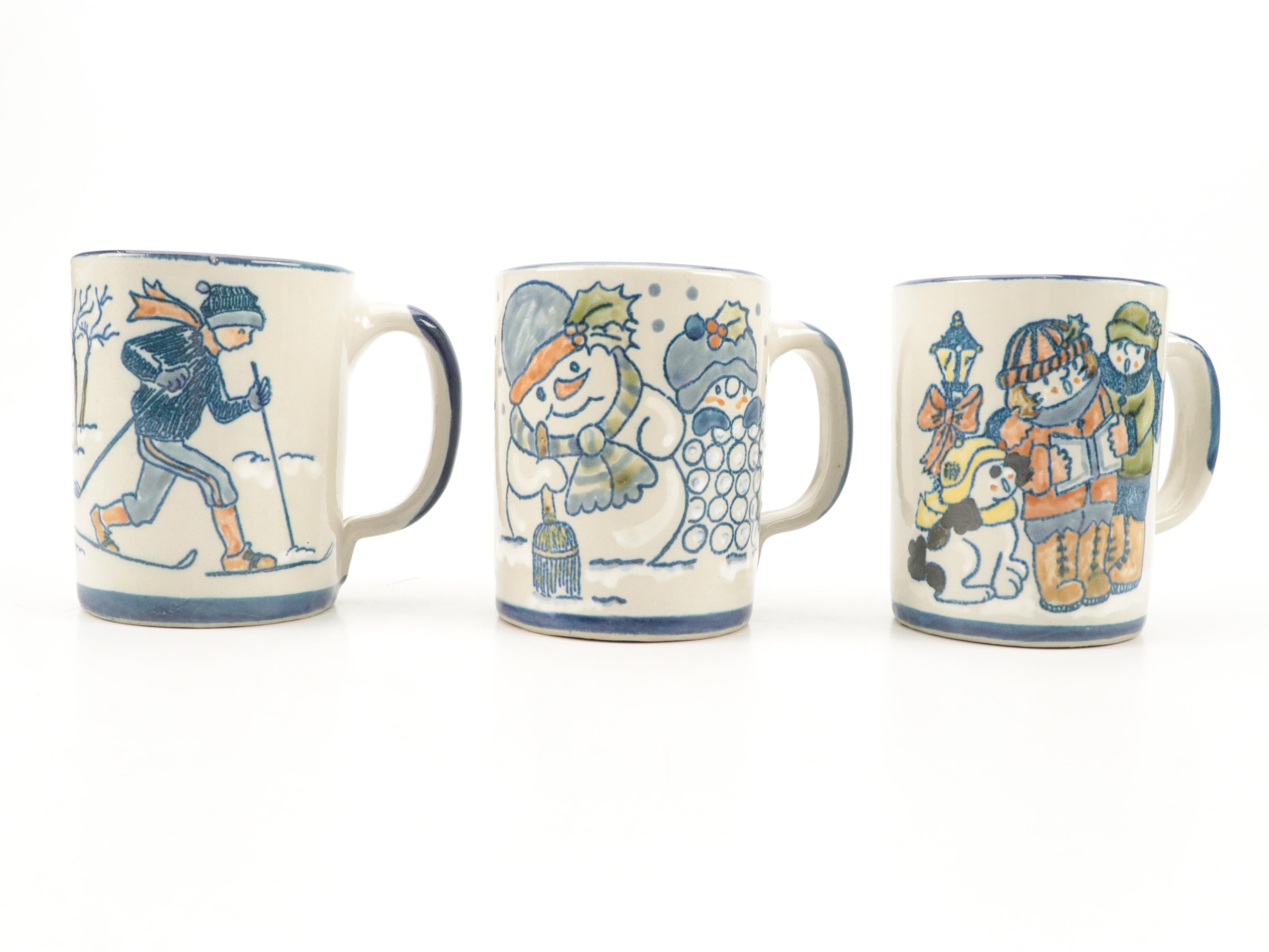 Louisville Stoneware Christmas Themed Mugs