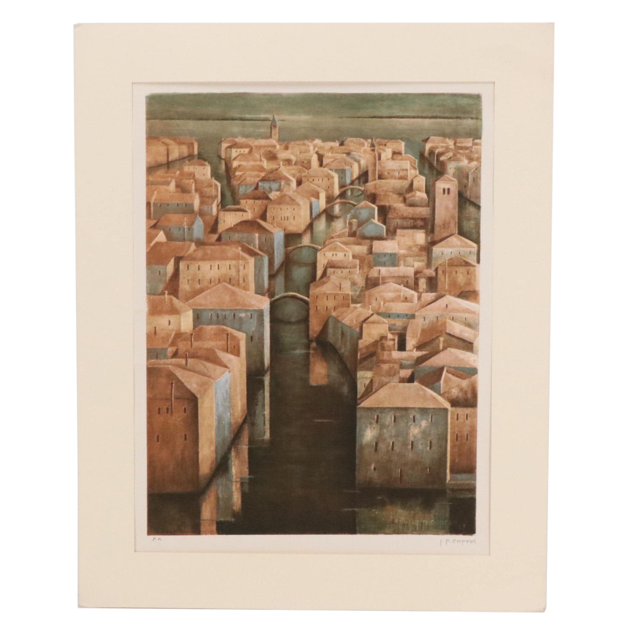 Jean-Pierre Capron Cityscape Lithograph