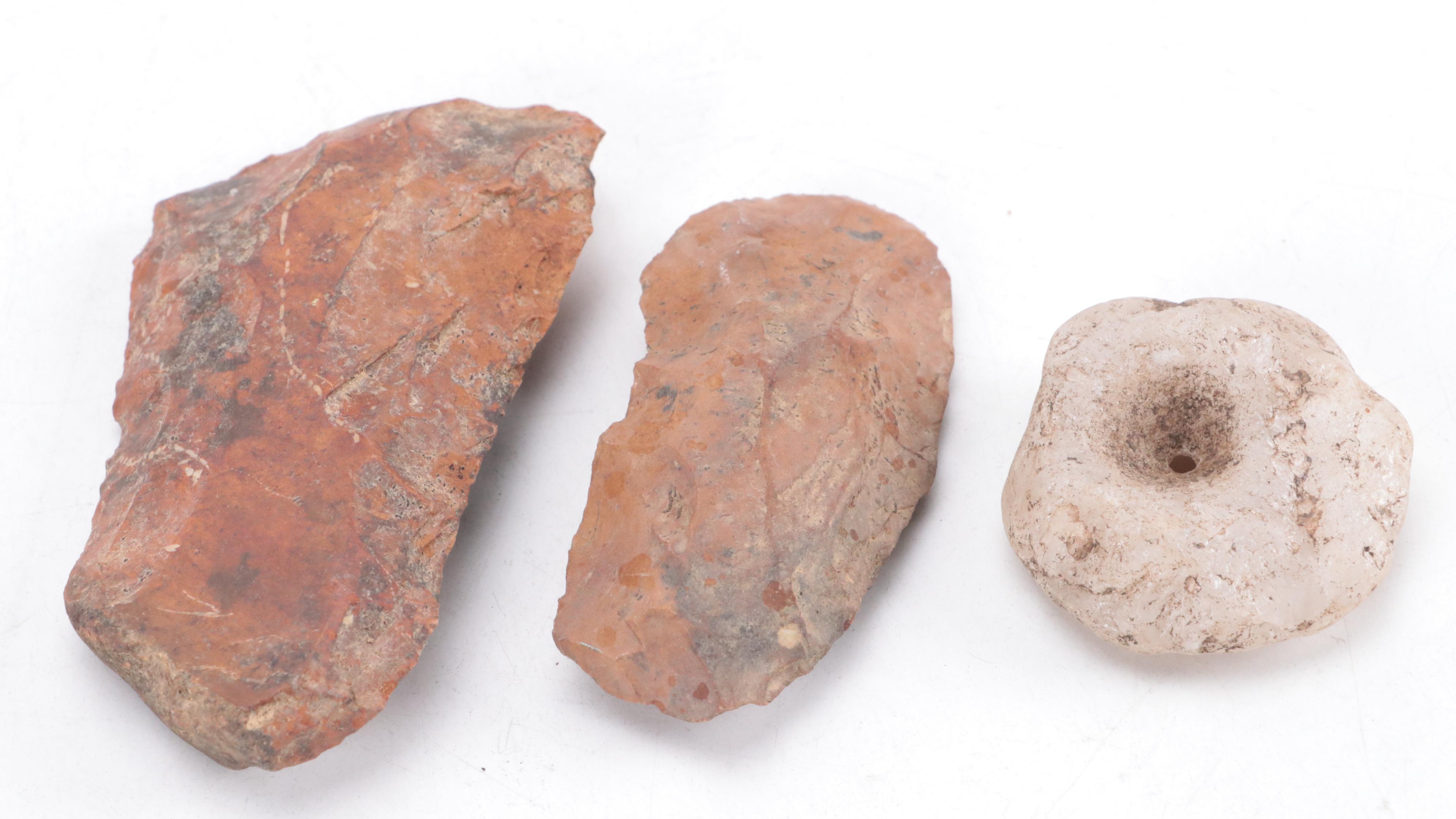 Early Native American Type Holed Stone, Stone Tools, and Other Lithics