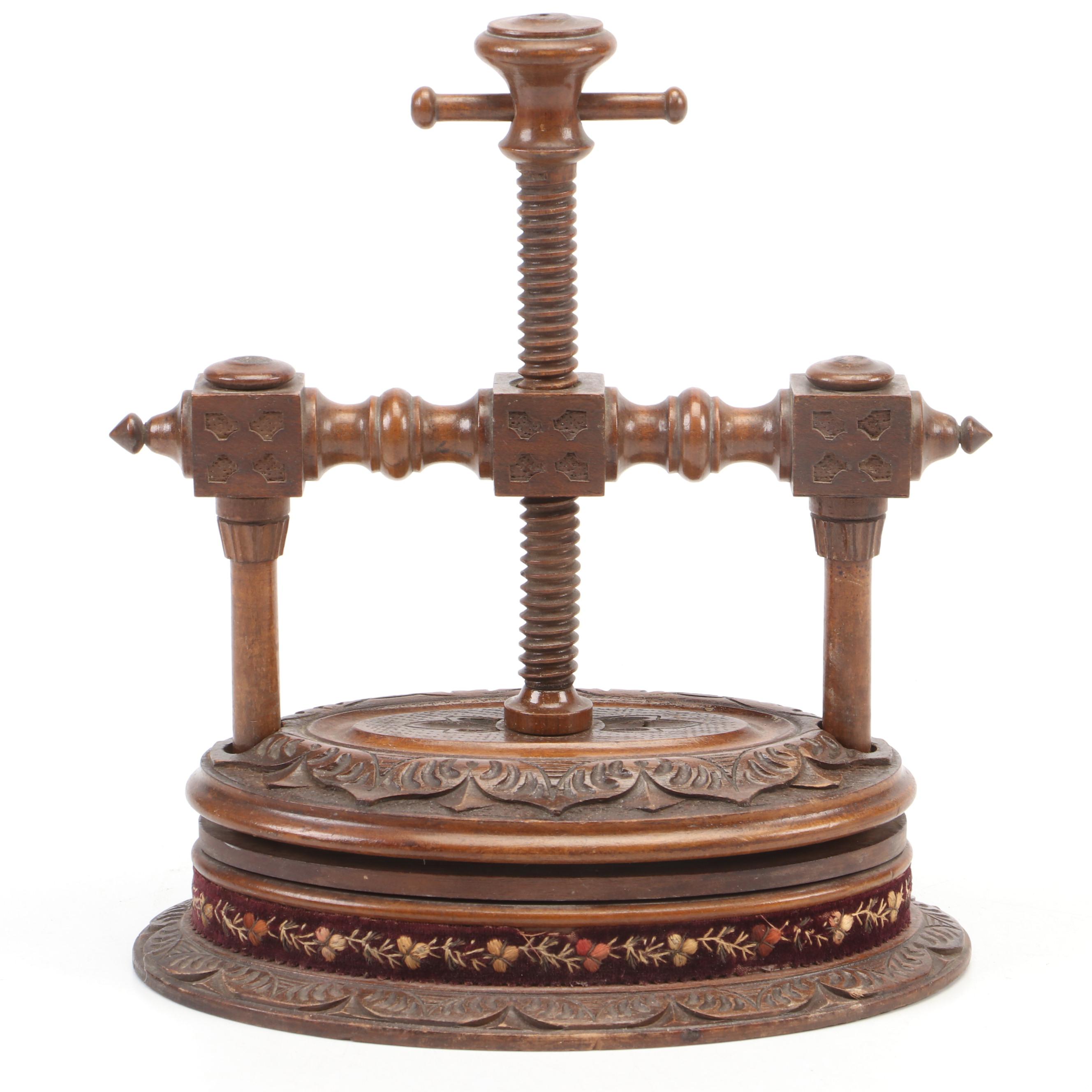 Victorian Carved Wood Flower Press