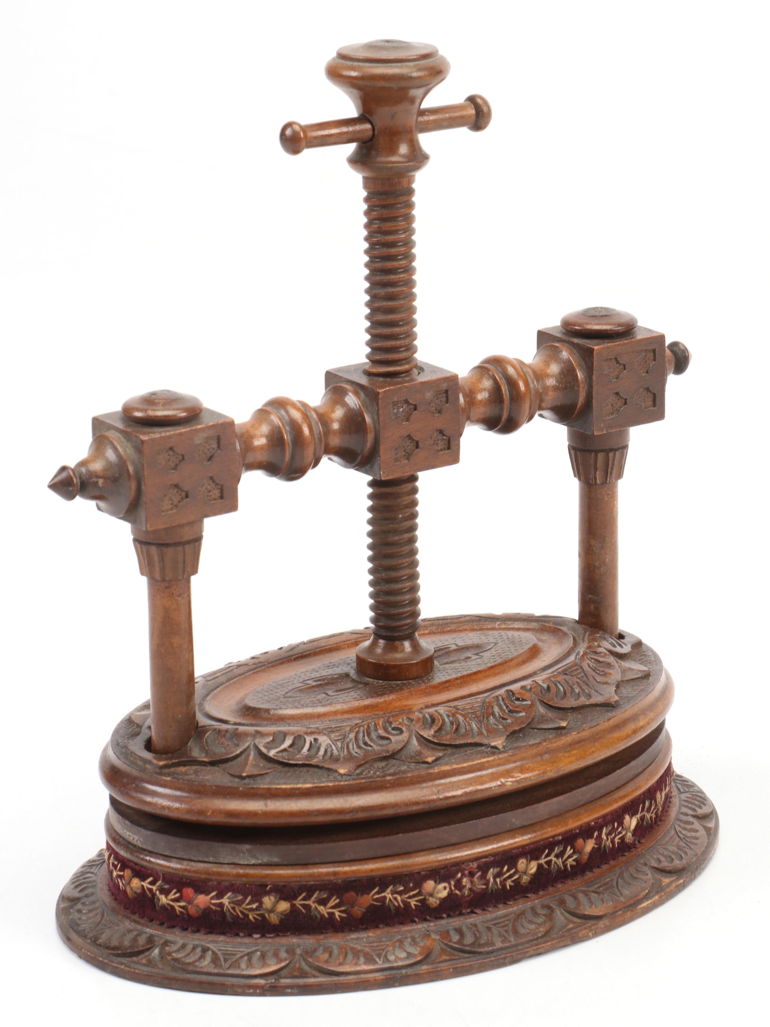 Victorian Carved Wood Flower Press