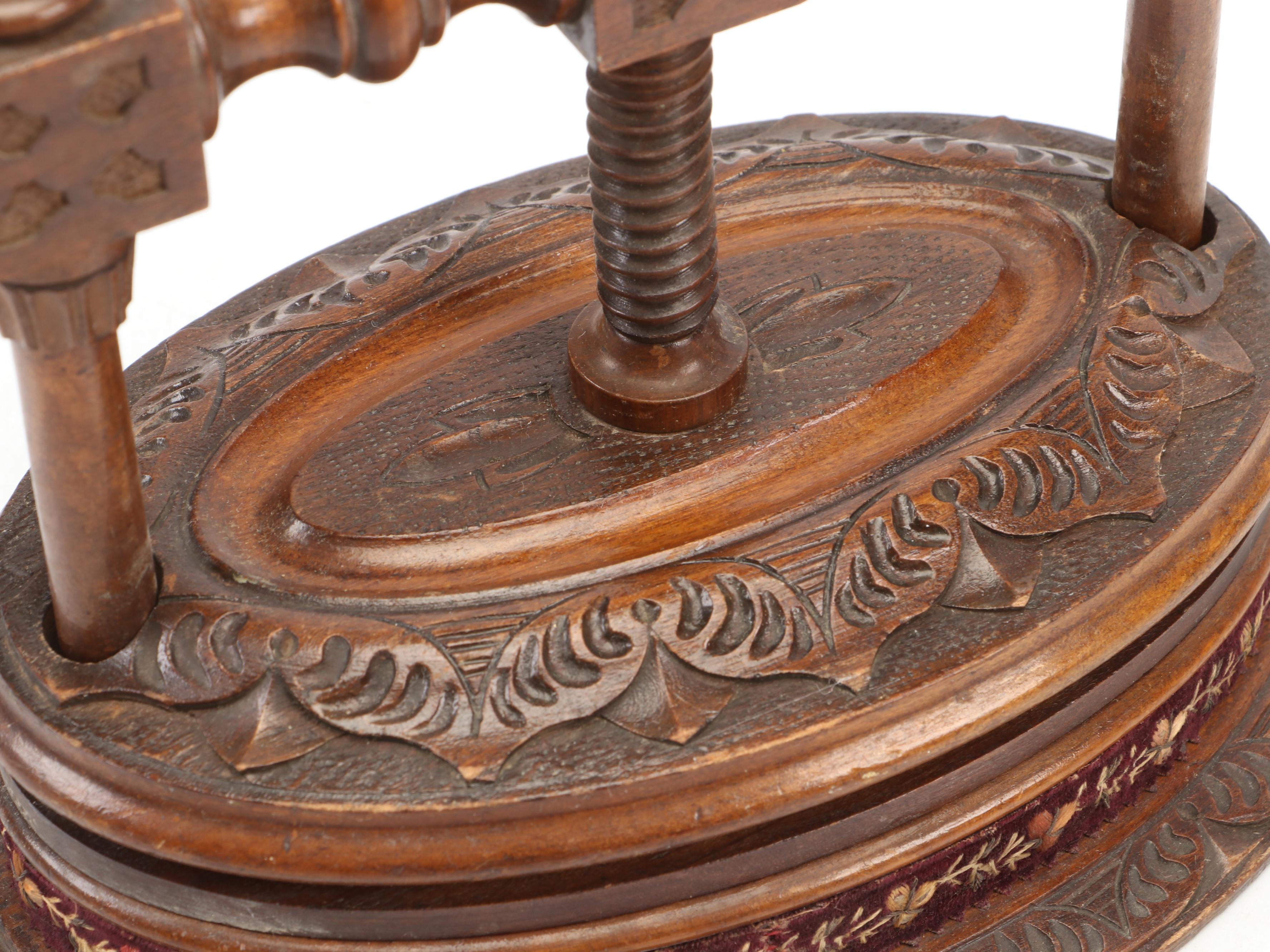 Victorian Carved Wood Flower Press