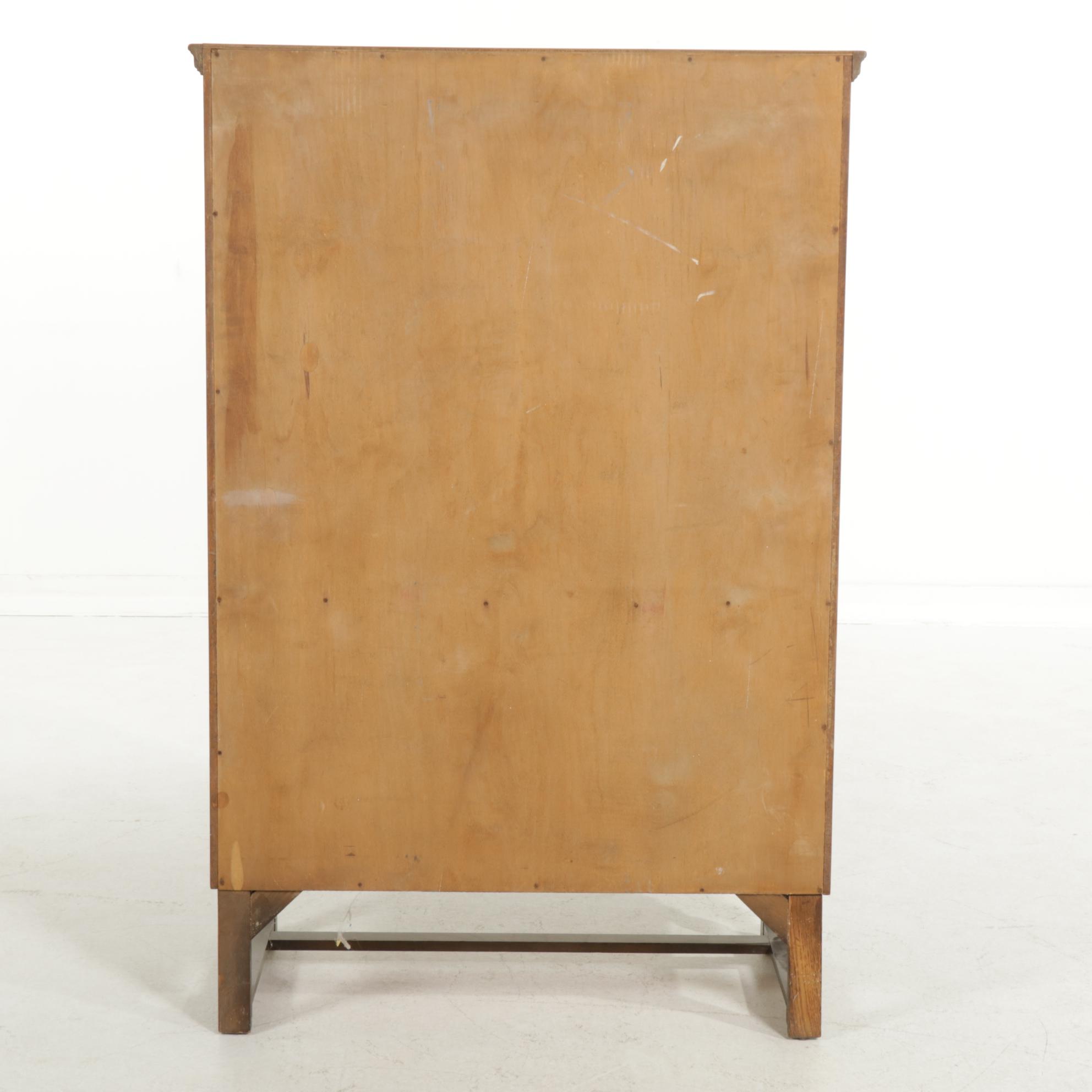 Heathland Furniture Jacobean Style Oak Linen Cabinet, 1930s