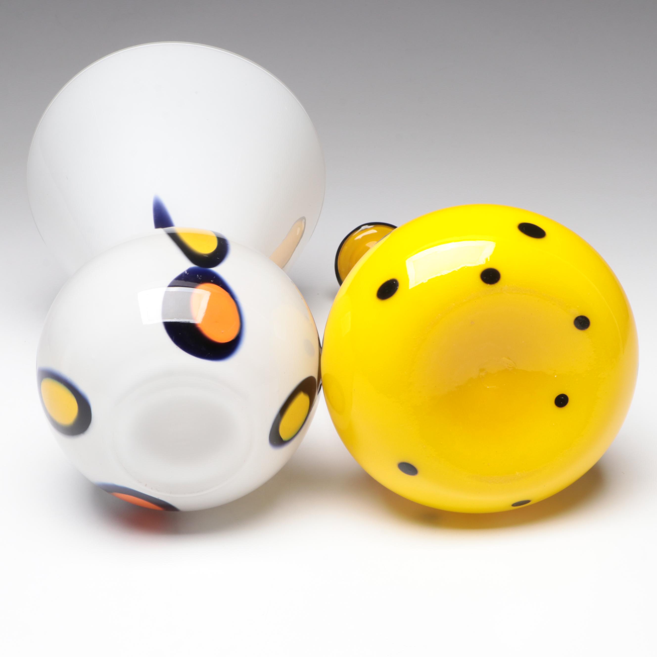 Tango Style Art Glass Vase with Pier 1 Imports Trumpet Glass Vase