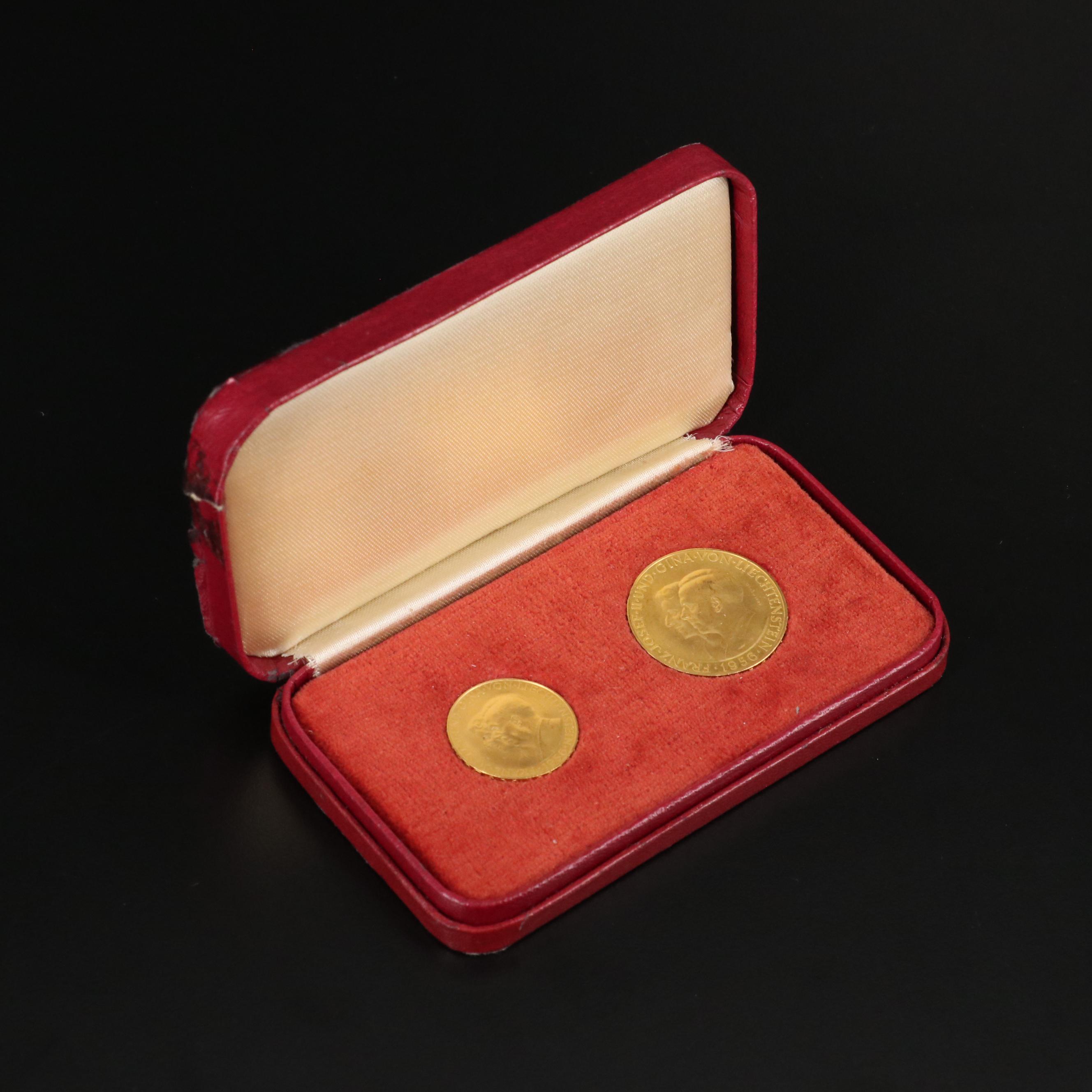 Two 1956 Commemorative Gold Coins from Liechtenstein
