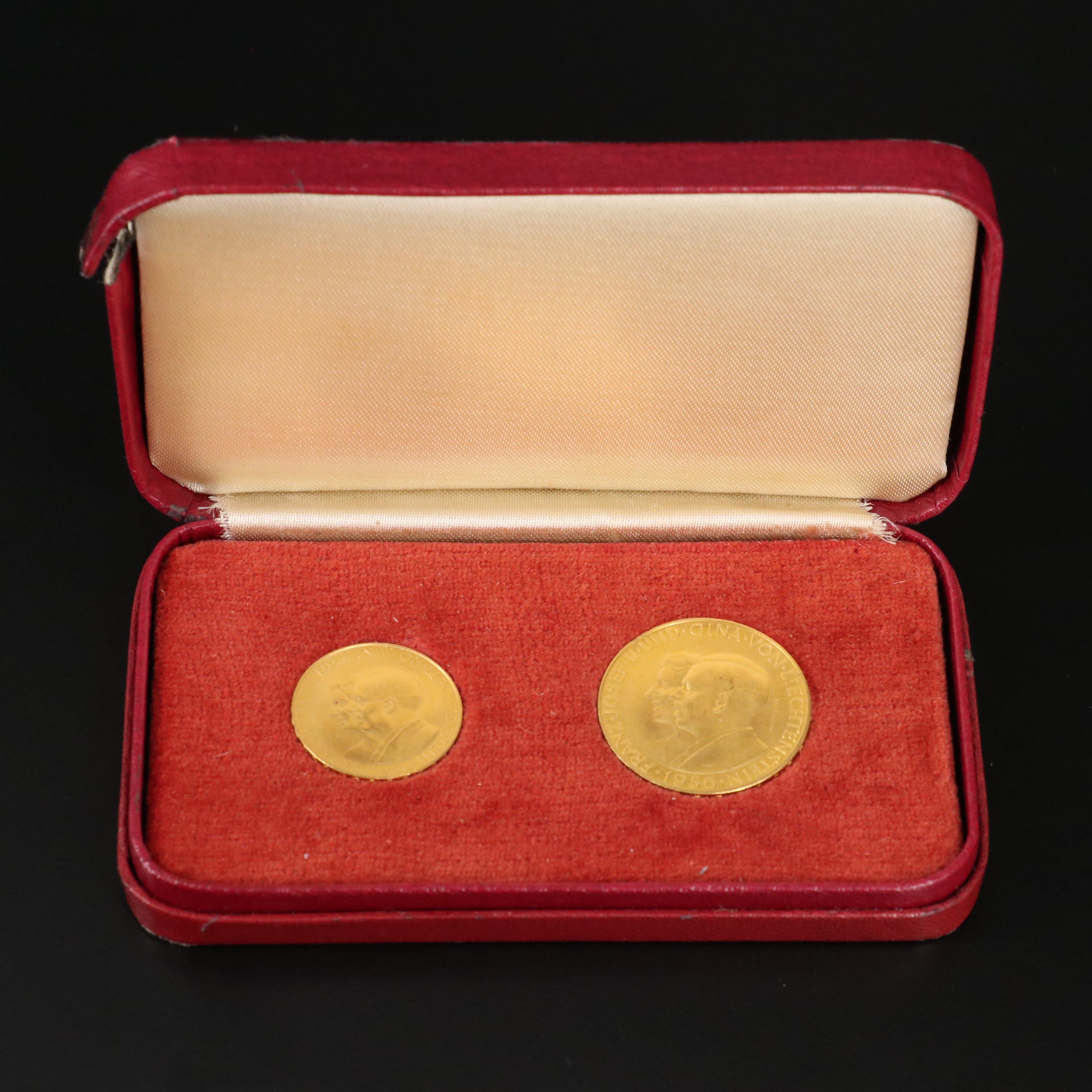 Two 1956 Commemorative Gold Coins from Liechtenstein