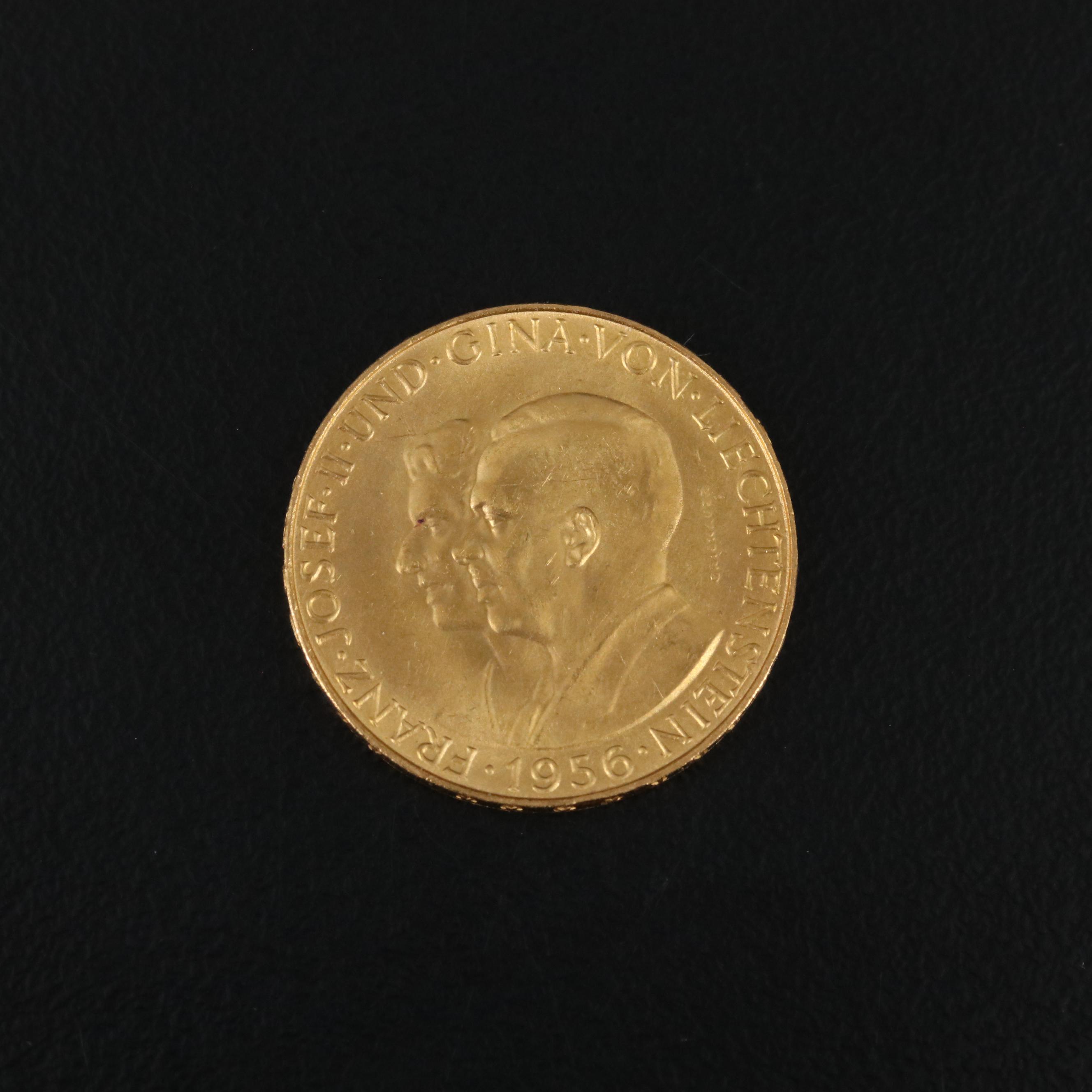 Two 1956 Commemorative Gold Coins from Liechtenstein