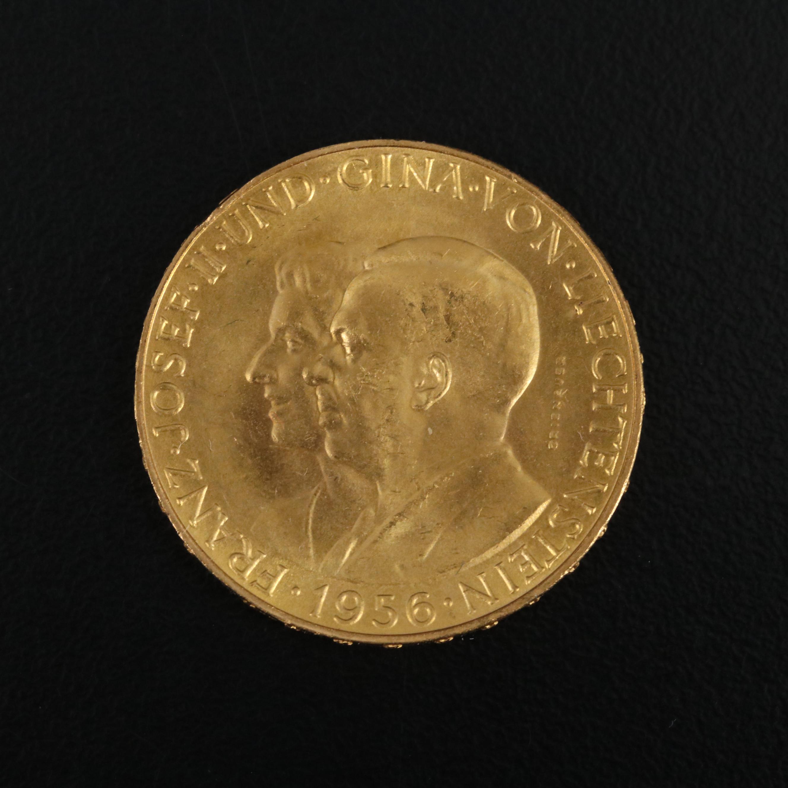 Two 1956 Commemorative Gold Coins from Liechtenstein