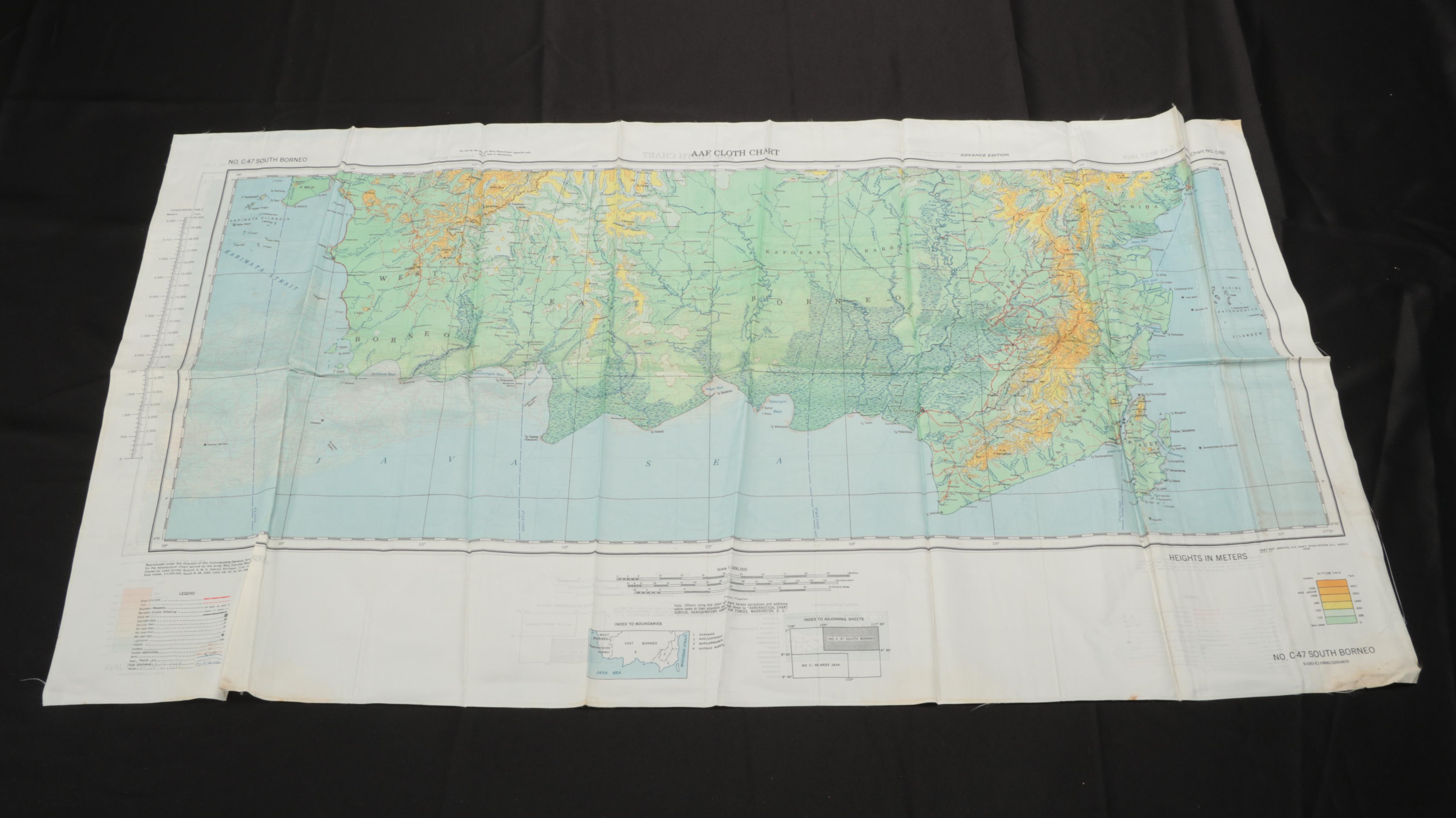World War II Coated Cloth Escape "Silk" Maps of Nagasaki, Sendai, Ryojun