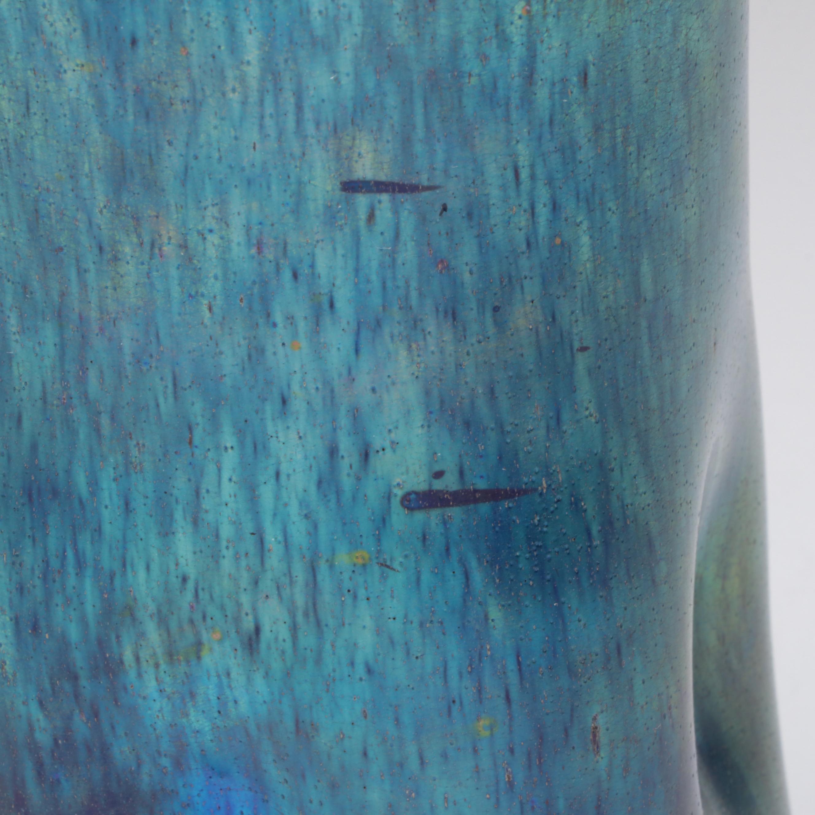 Franz Hofstätter for Loetz Cobalt Norma Iridescent Art Glass Vase, c. 1900
