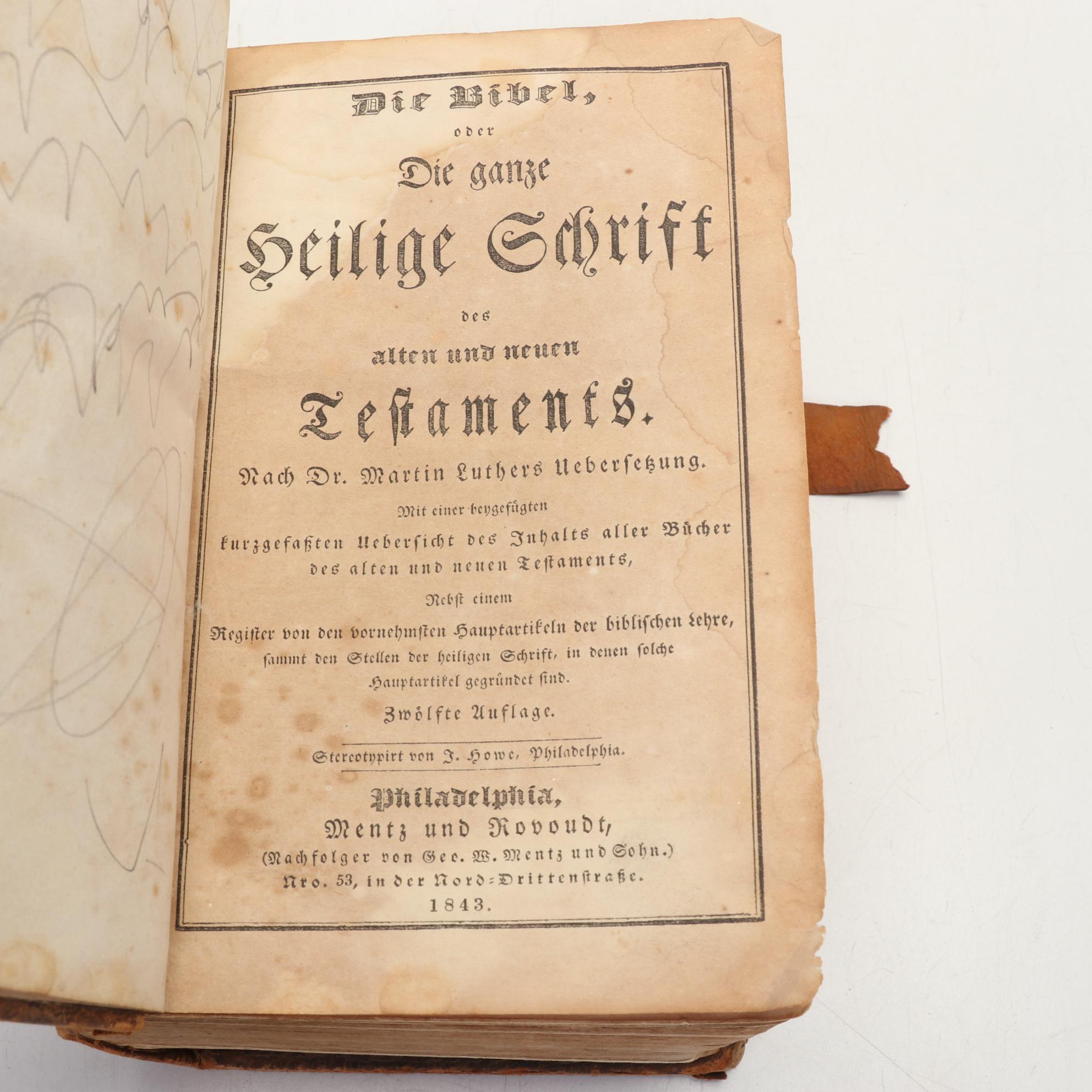 Martin Luther's German Translation of the Bible, 1843