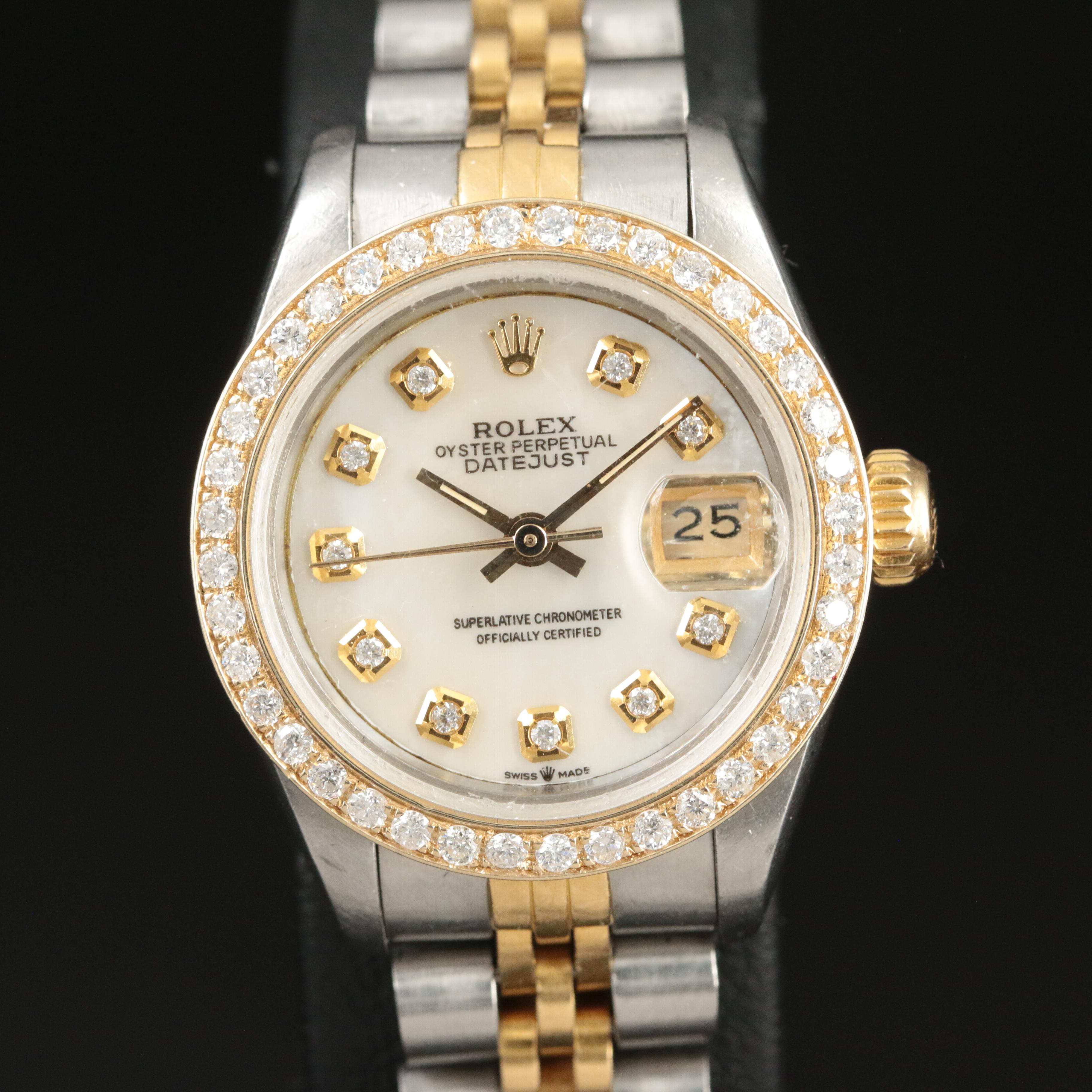 18K and Stainless Steel 1988 Rolex Datejust Diamond Watch