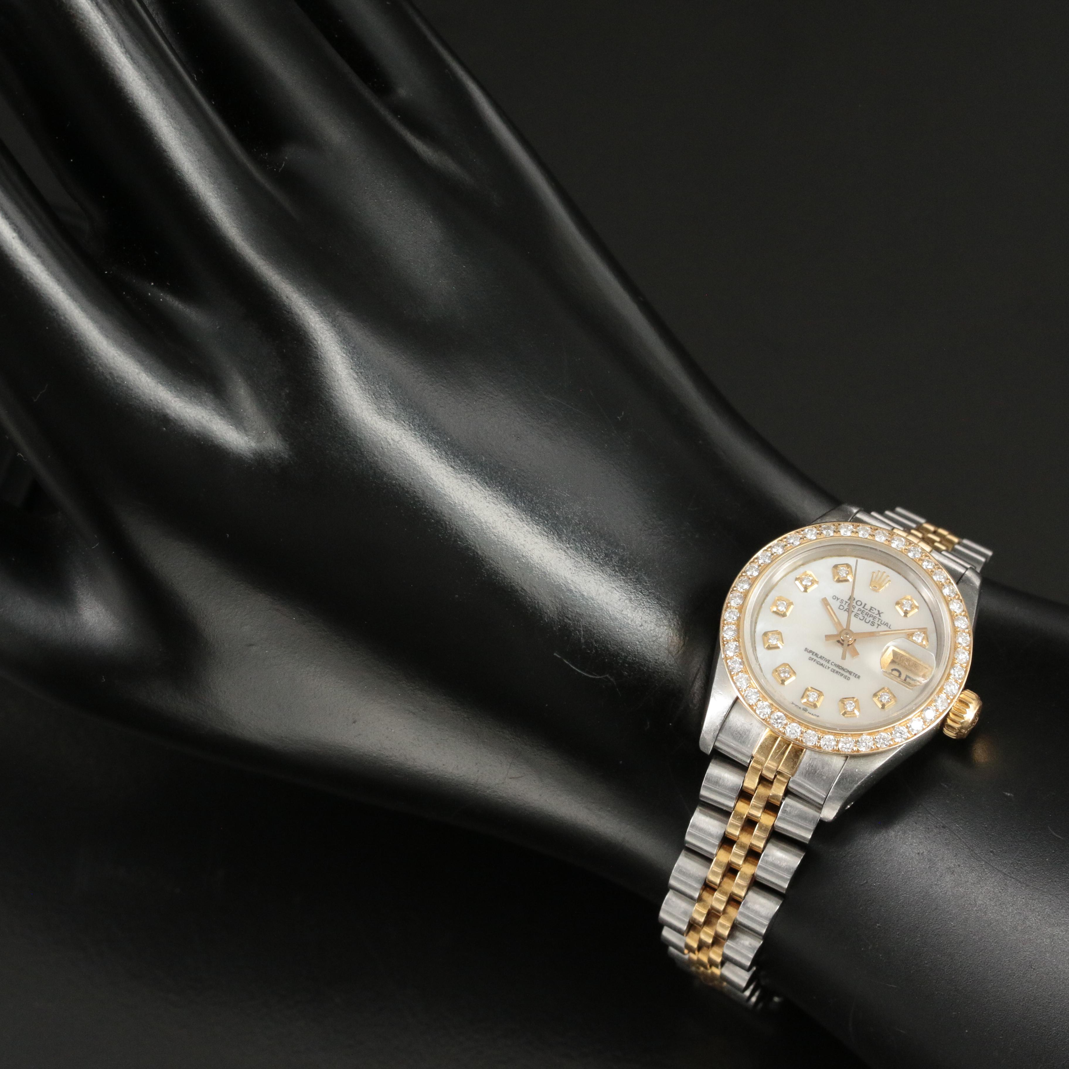 18K and Stainless Steel 1988 Rolex Datejust Diamond Watch