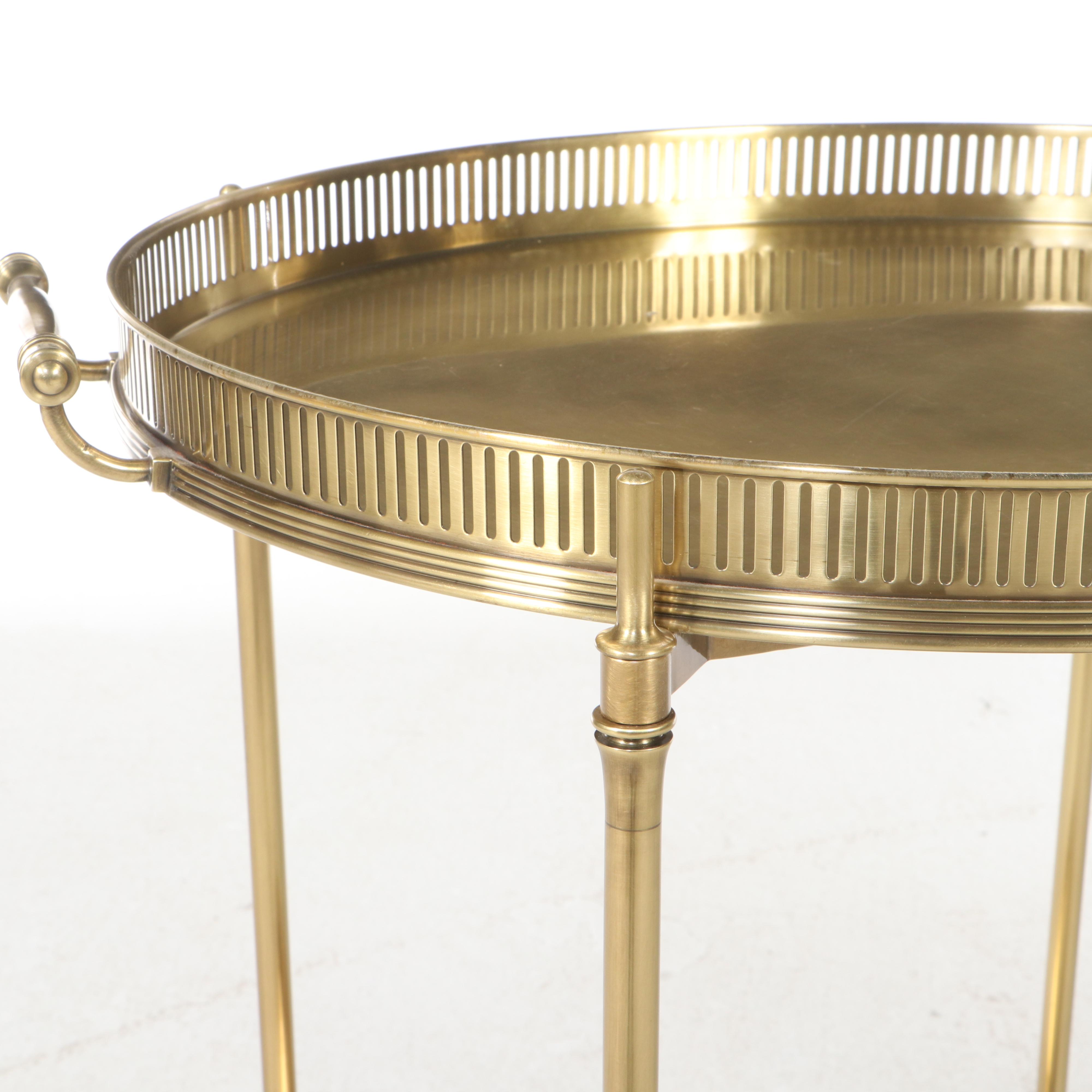 Regency Style Brass-Patinated Metal Two-Tier Tray Table