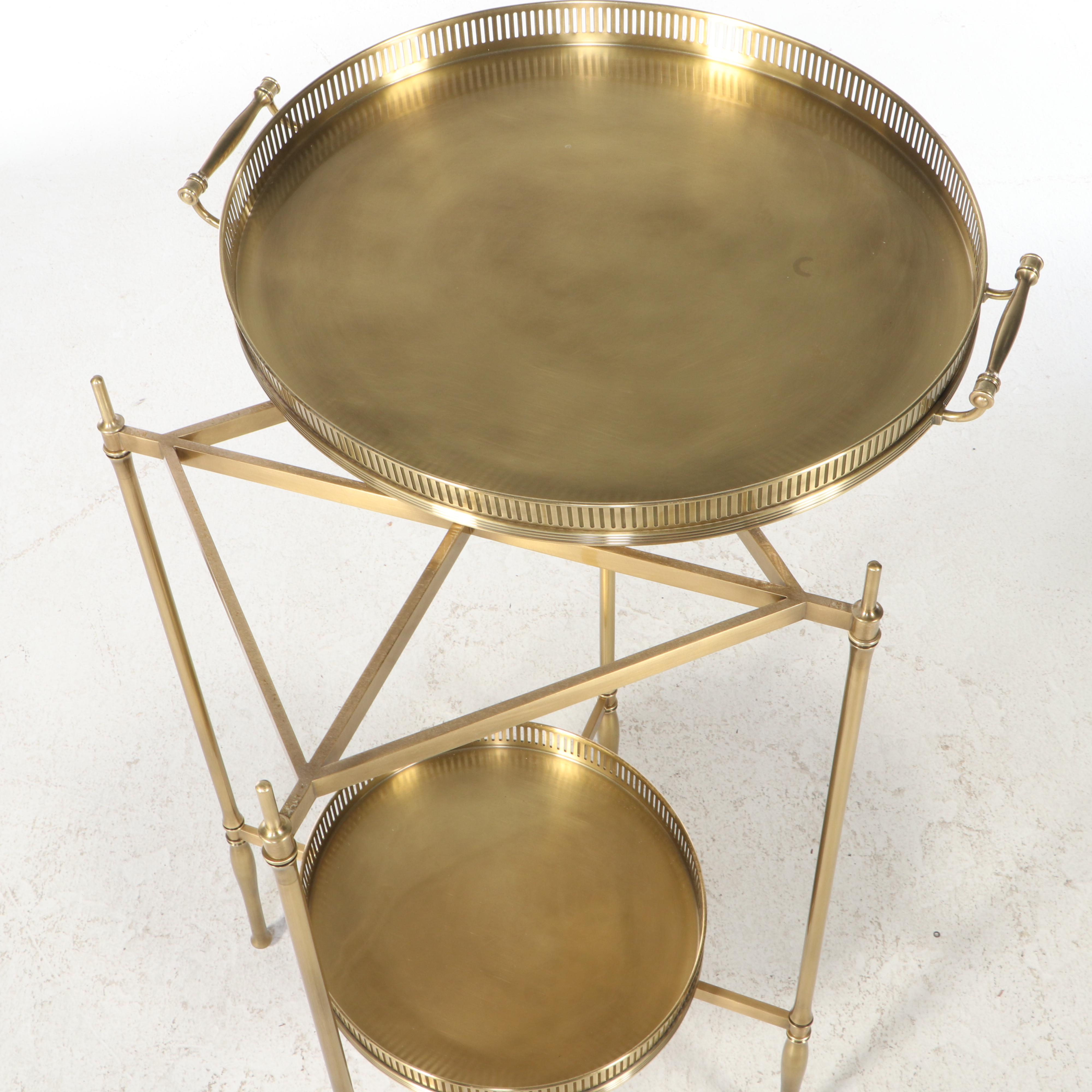 Regency Style Brass-Patinated Metal Two-Tier Tray Table