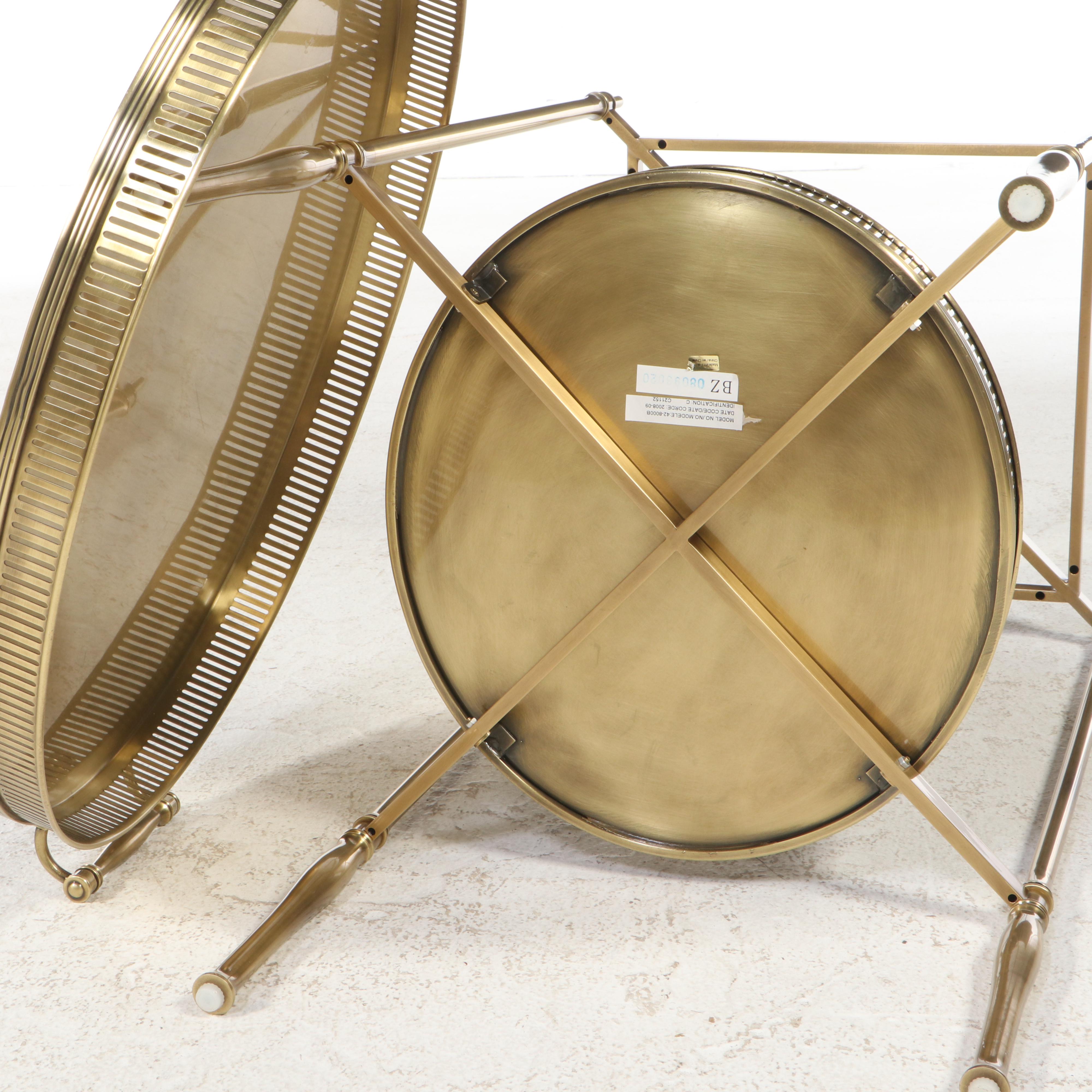 Regency Style Brass-Patinated Metal Two-Tier Tray Table