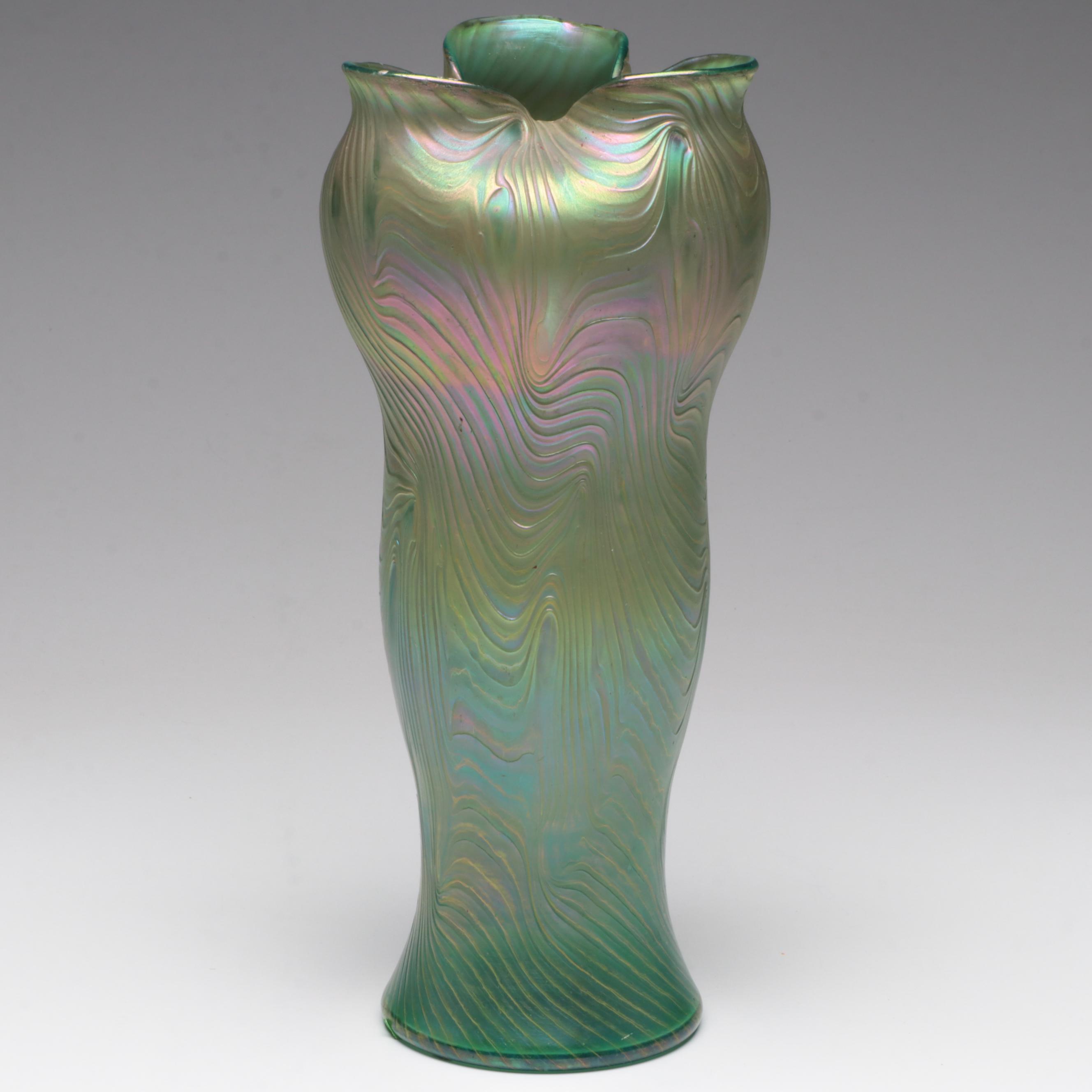Rindskopf Art Nouveau Style Iridescent Art Glass Vase, Early 20th Century