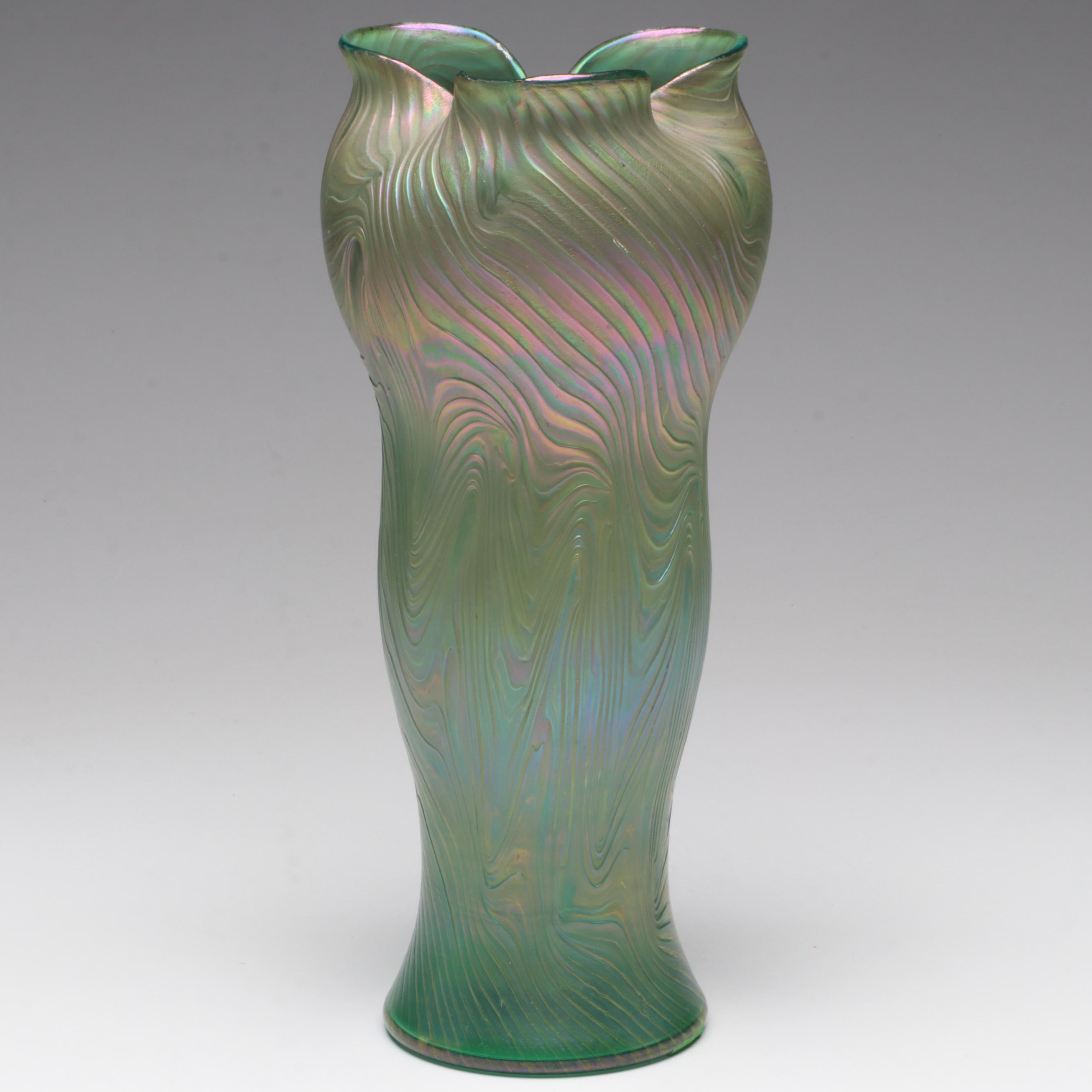 Rindskopf Art Nouveau Style Iridescent Art Glass Vase, Early 20th Century