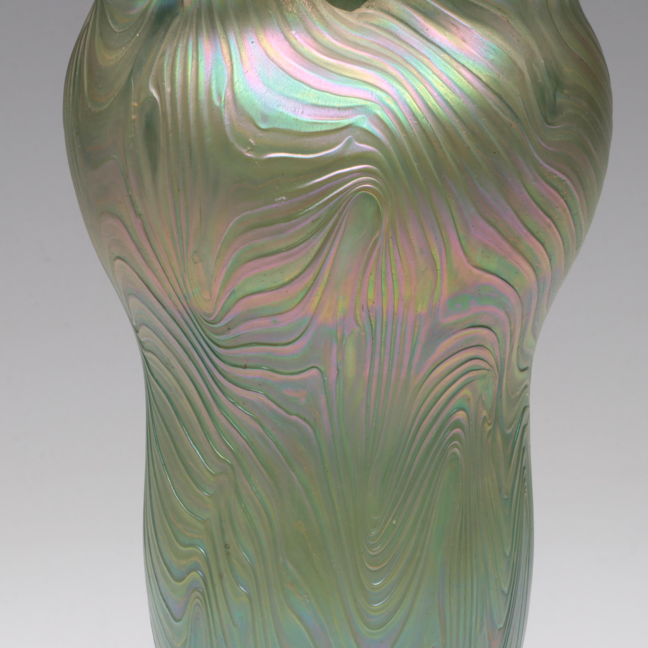 Rindskopf Art Nouveau Style Iridescent Art Glass Vase, Early 20th Century