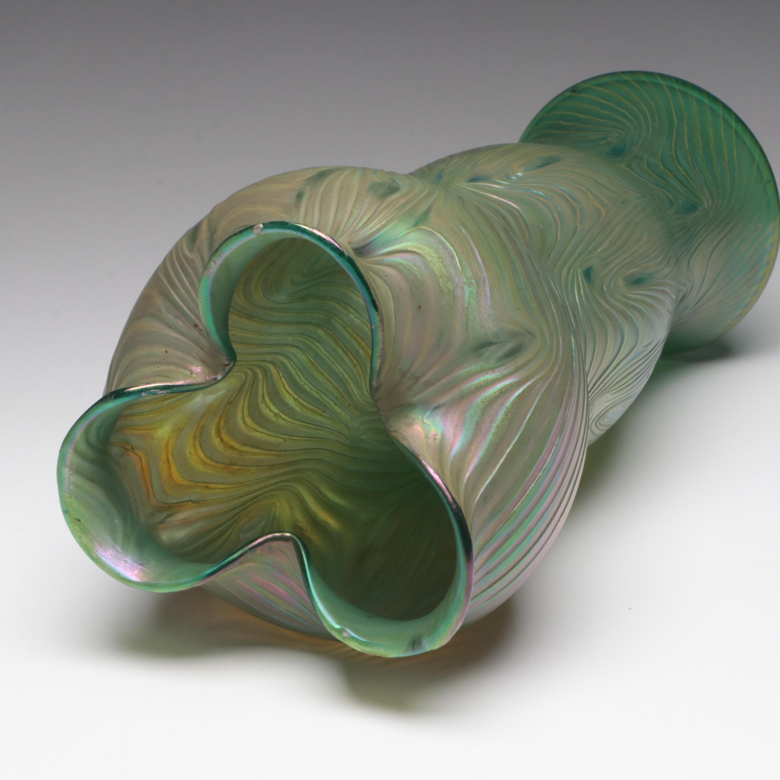 Rindskopf Art Nouveau Style Iridescent Art Glass Vase, Early 20th Century