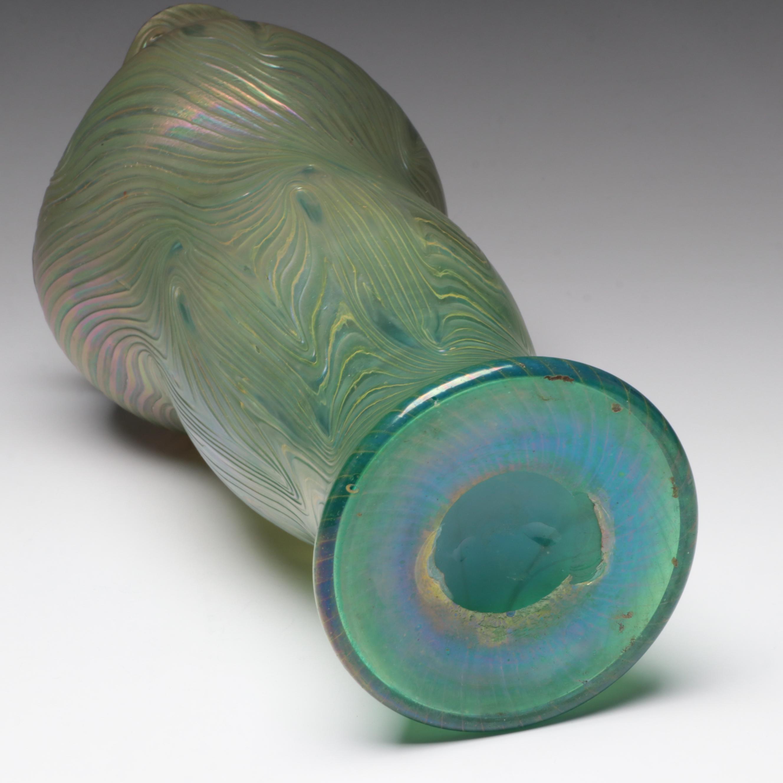 Rindskopf Art Nouveau Style Iridescent Art Glass Vase, Early 20th Century