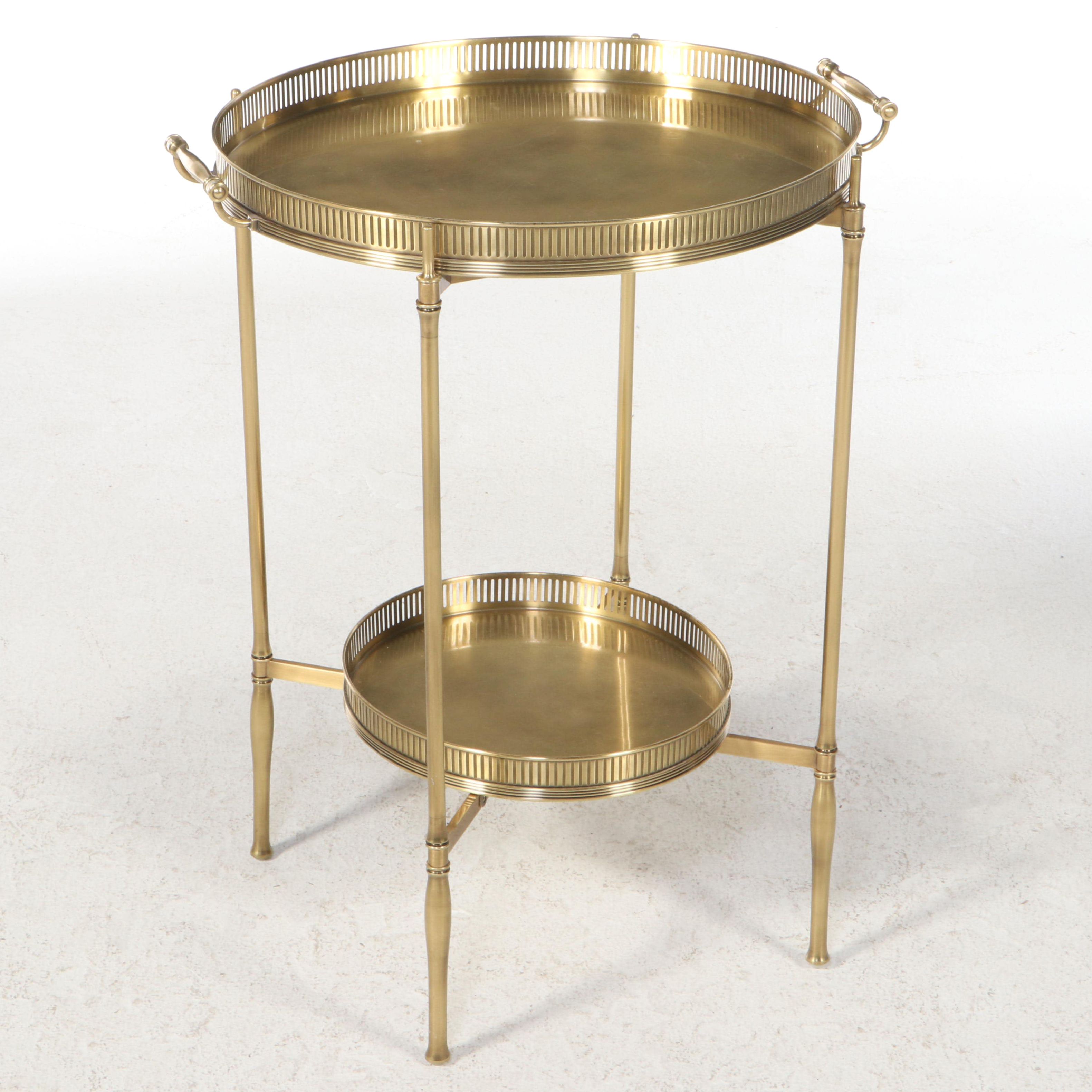 Regency Style Brass-Patinated Metal Two-Tier Tray Table