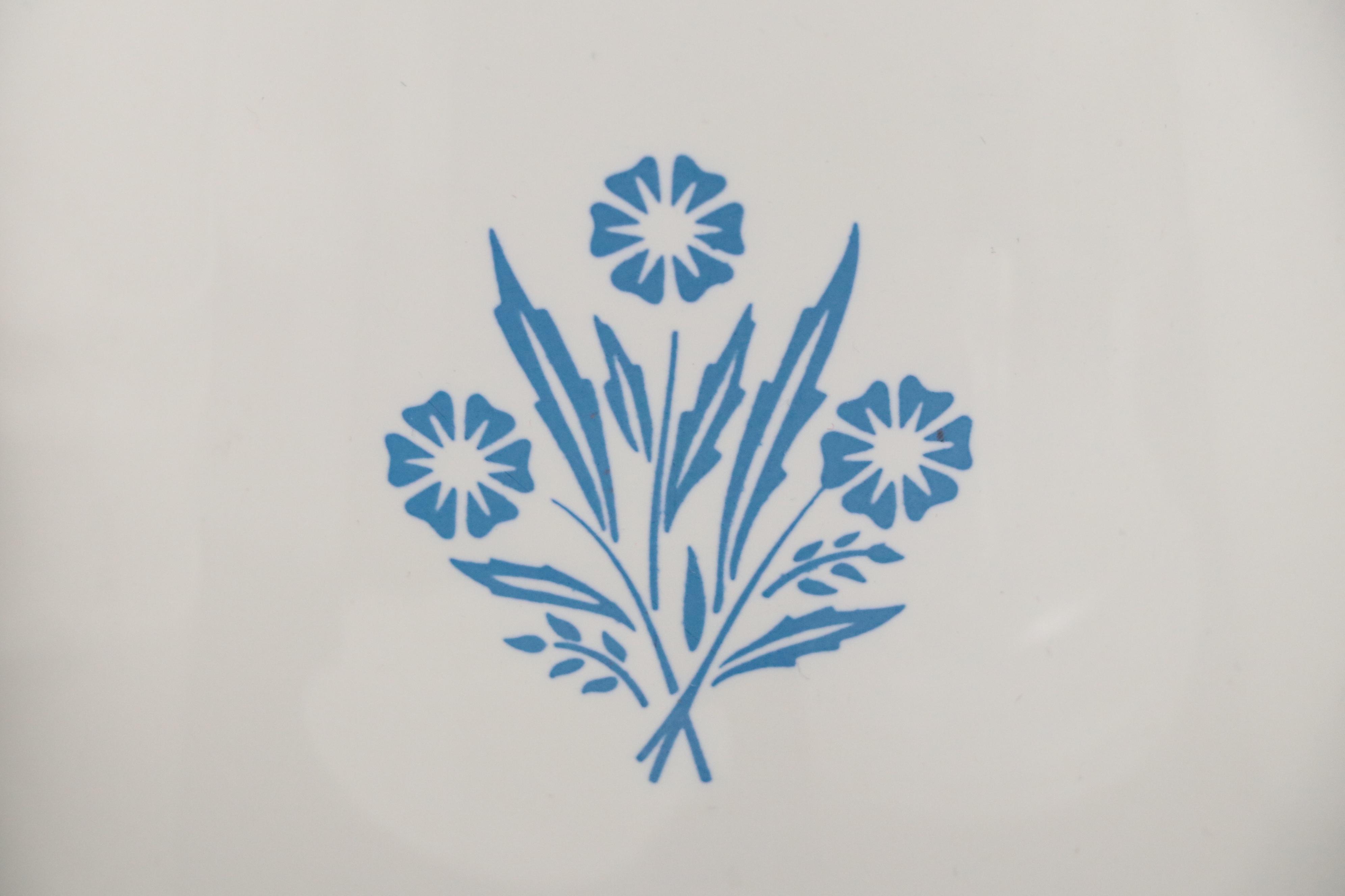 Corning "Cornflower Blue" Coffee Pot and Baking Dishes, Mid to Late 20th C.