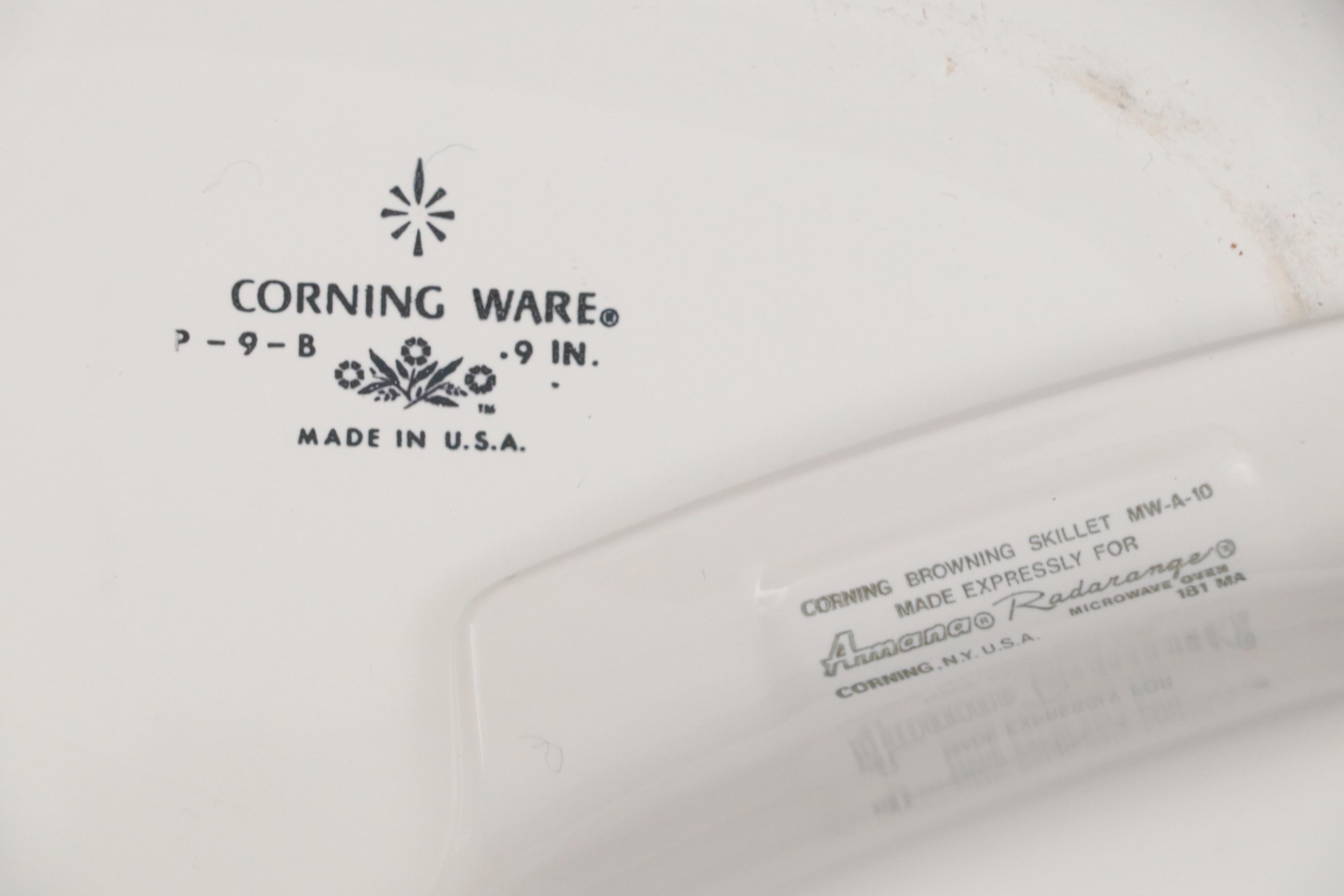 Corning "Cornflower Blue" Coffee Pot and Baking Dishes, Mid to Late 20th C.