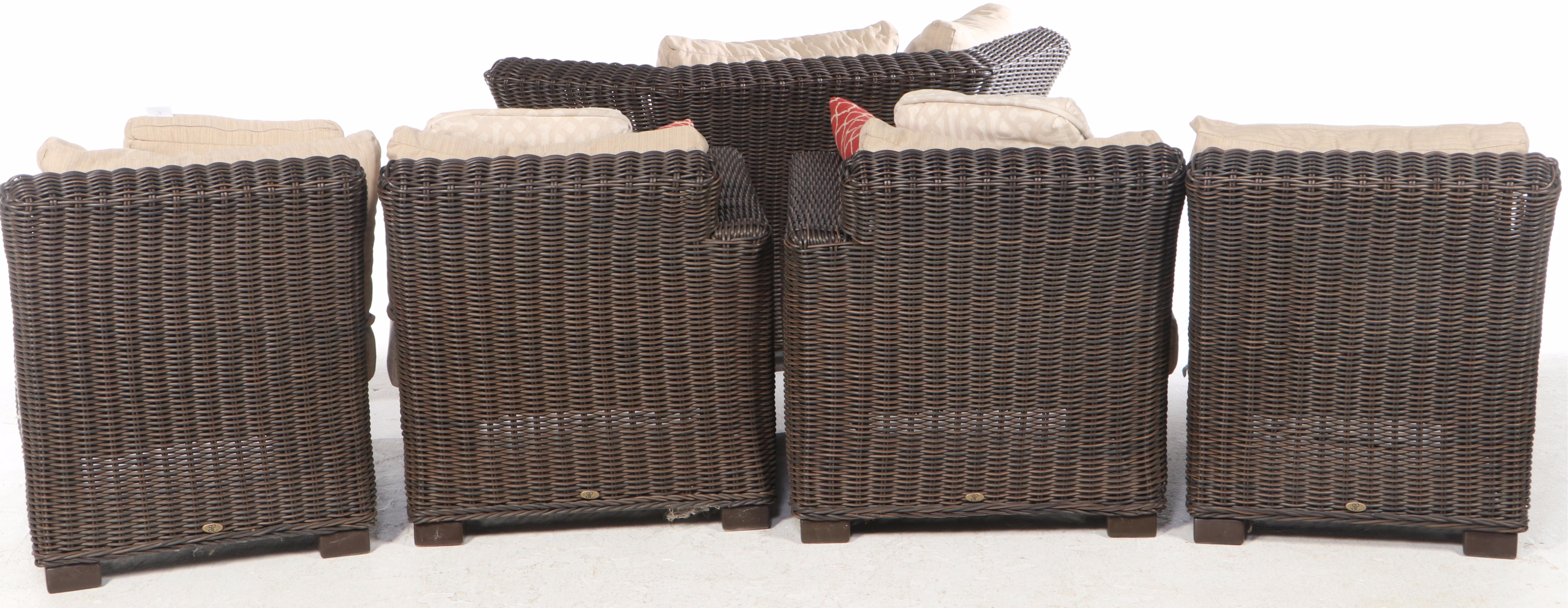 Five-Piece Summer Classics Resin Wicker Sectional Sofa Plus Coffee Table