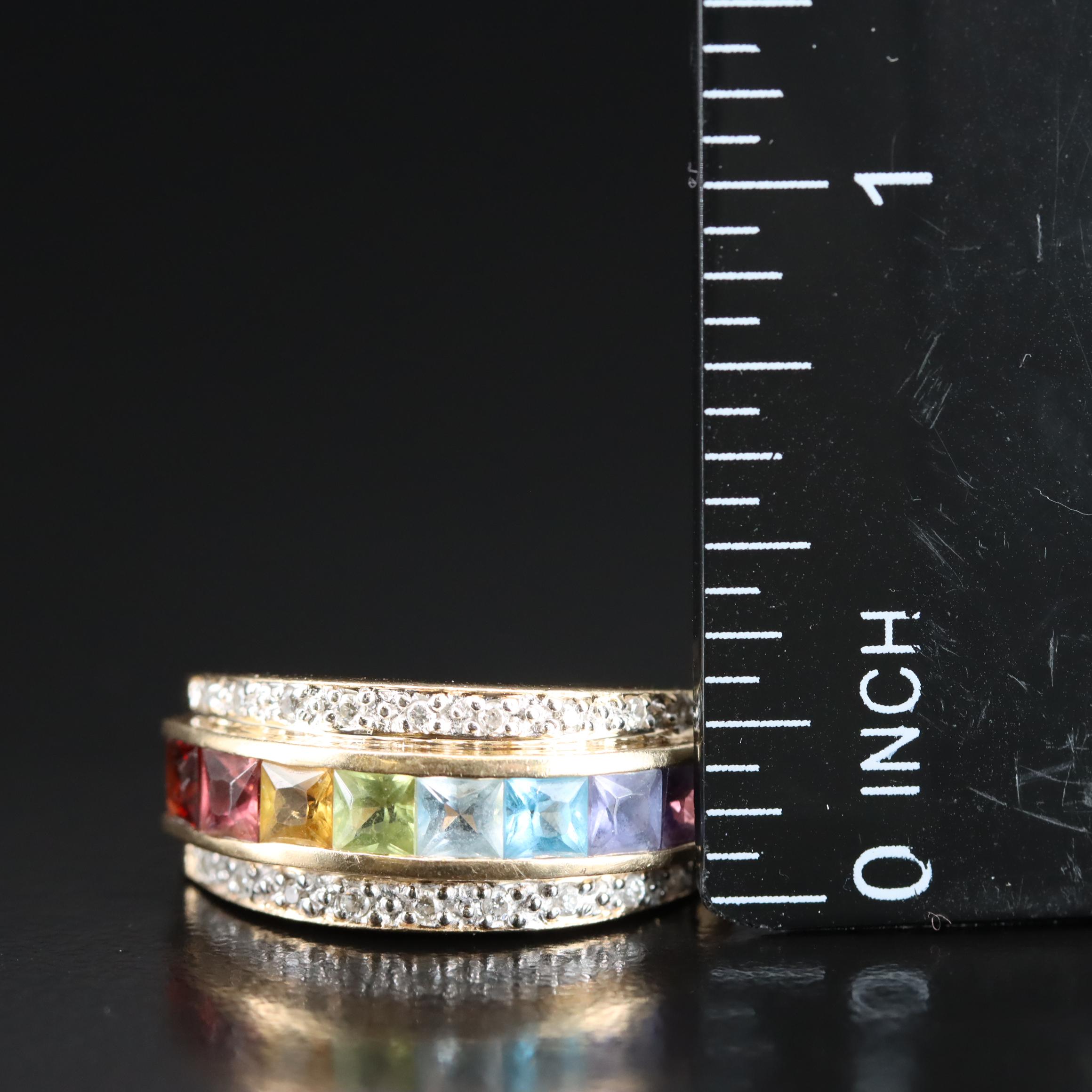 14K Multi-Gemstone Rainbow Ring
